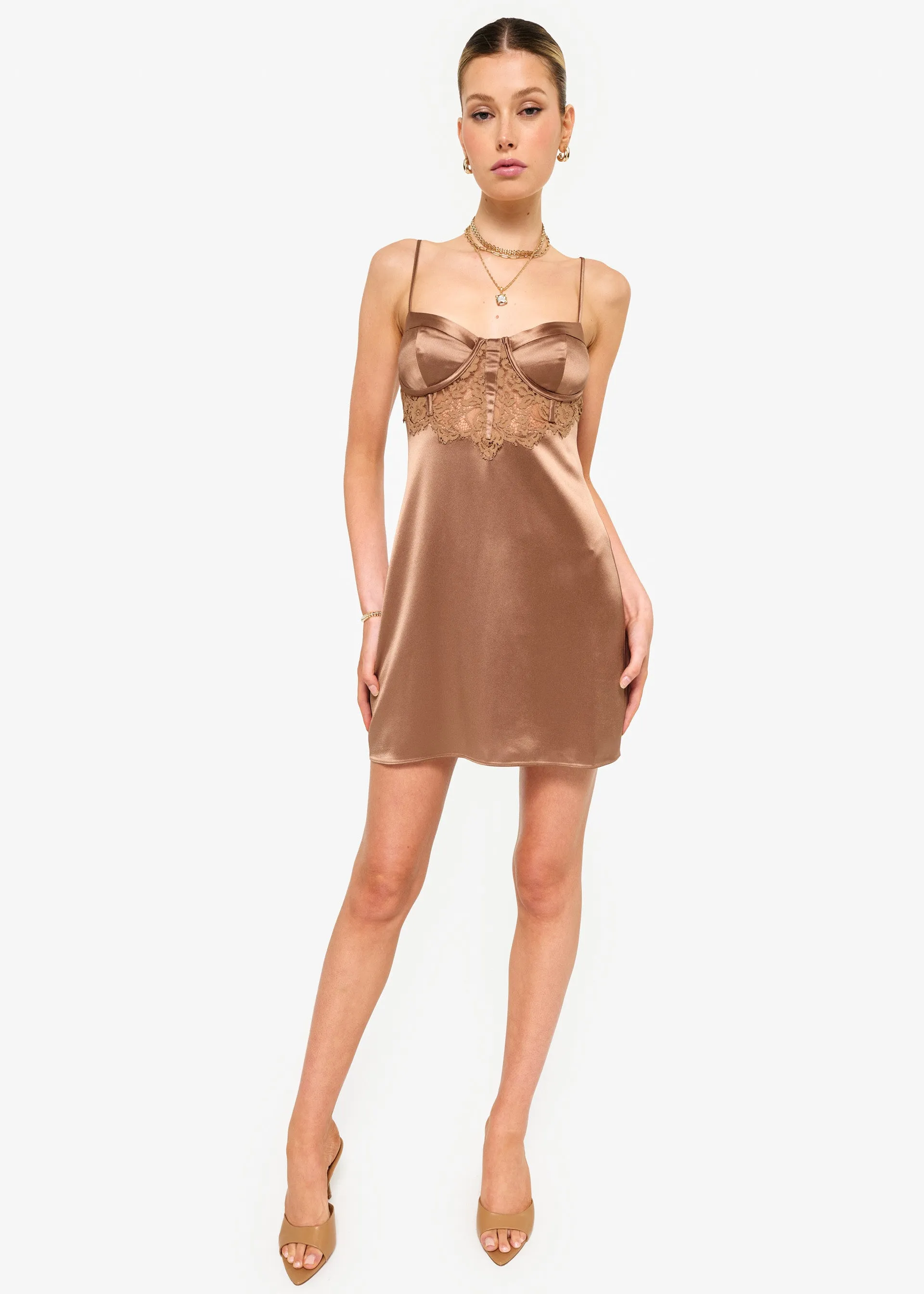 Soraya Corset Mini Dress Nutshell sold by Cami NYC