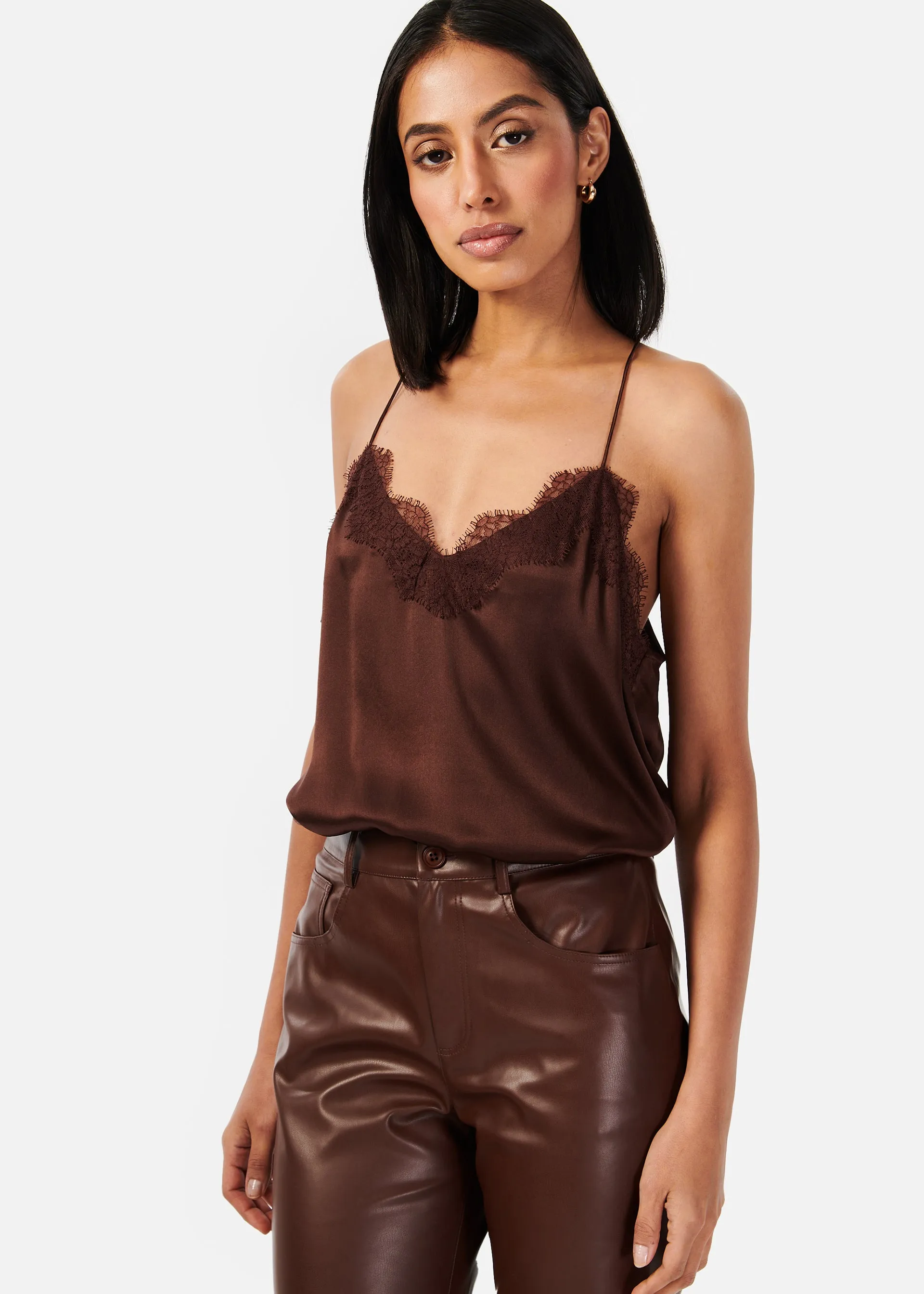 Racer Charmeuse Camisole Java sold by Cami NYC product image thumbnail 3