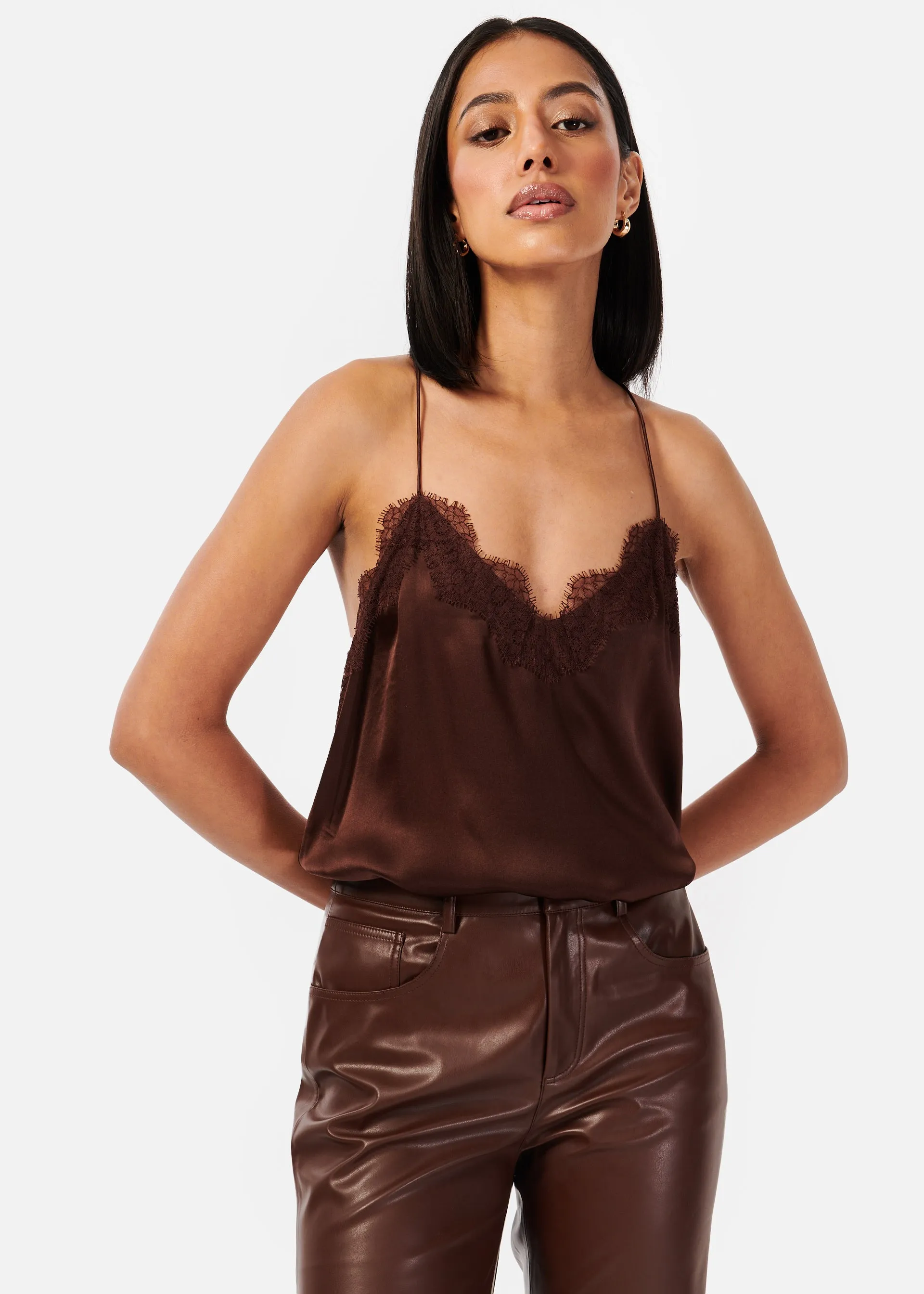 Racer Charmeuse Camisole Java sold by Cami NYC product image thumbnail 2