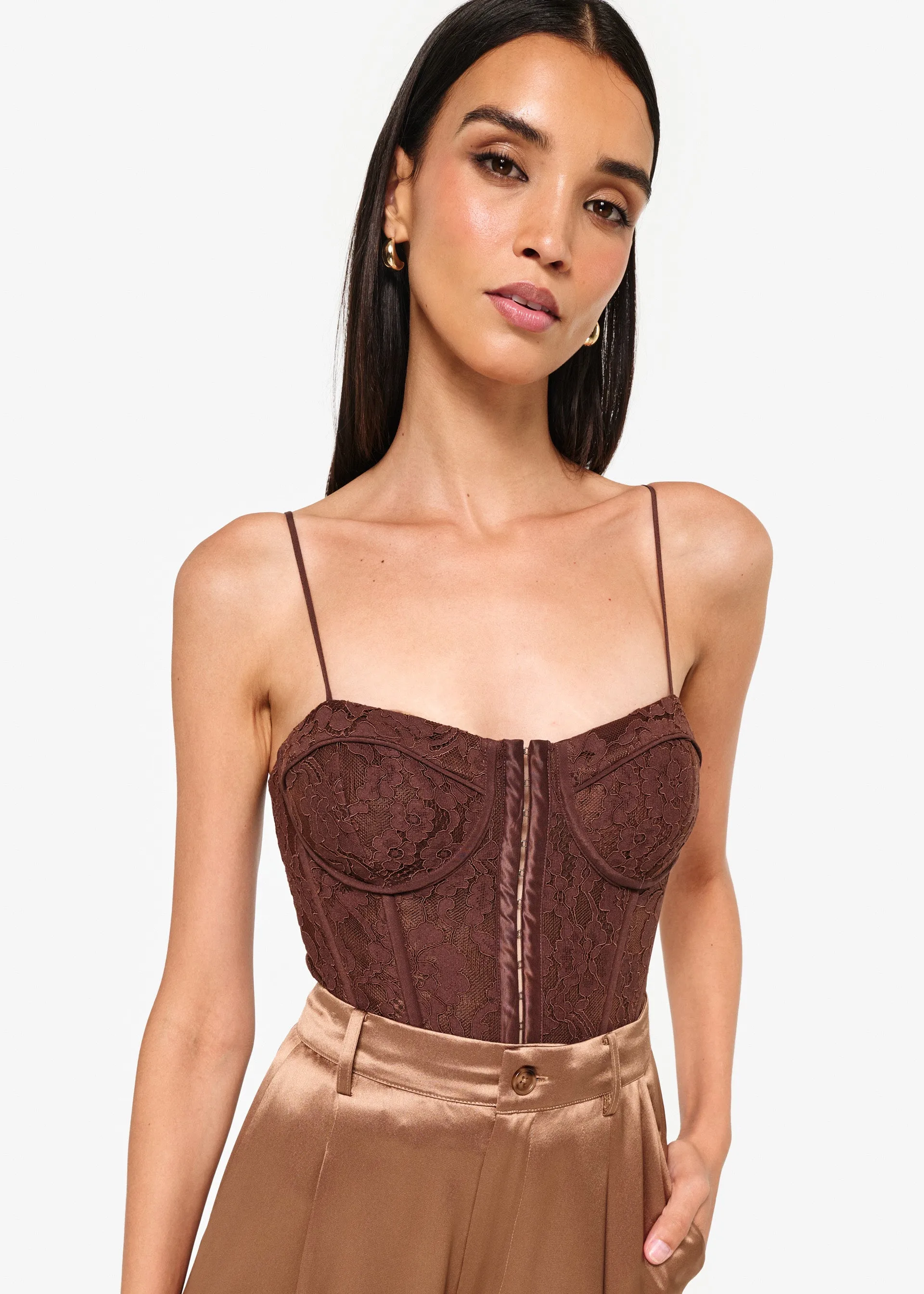 Arlette Corset Bodysuit Java sold by Cami NYC