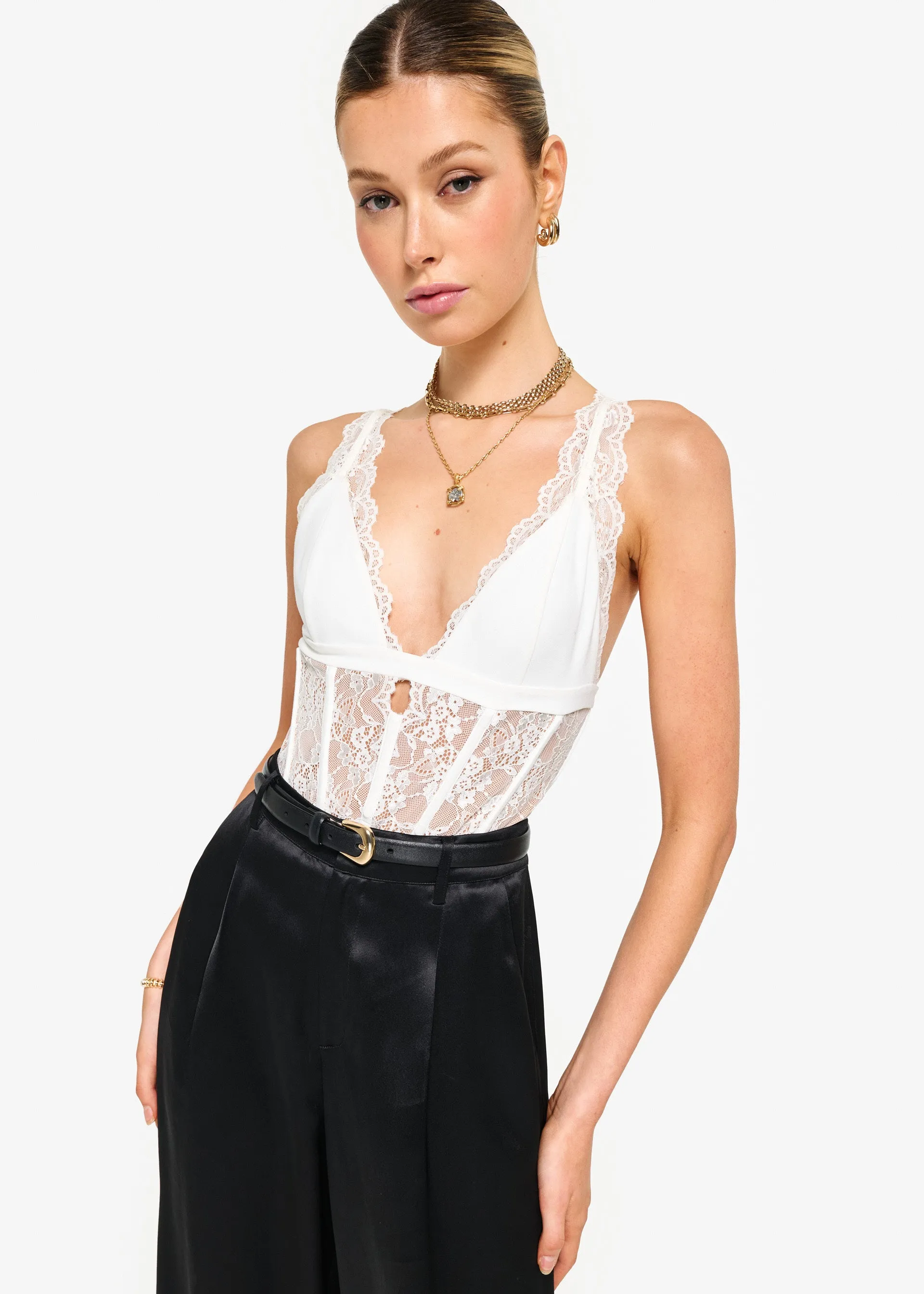 Carlotta Bodysuit White sold by Cami NYC