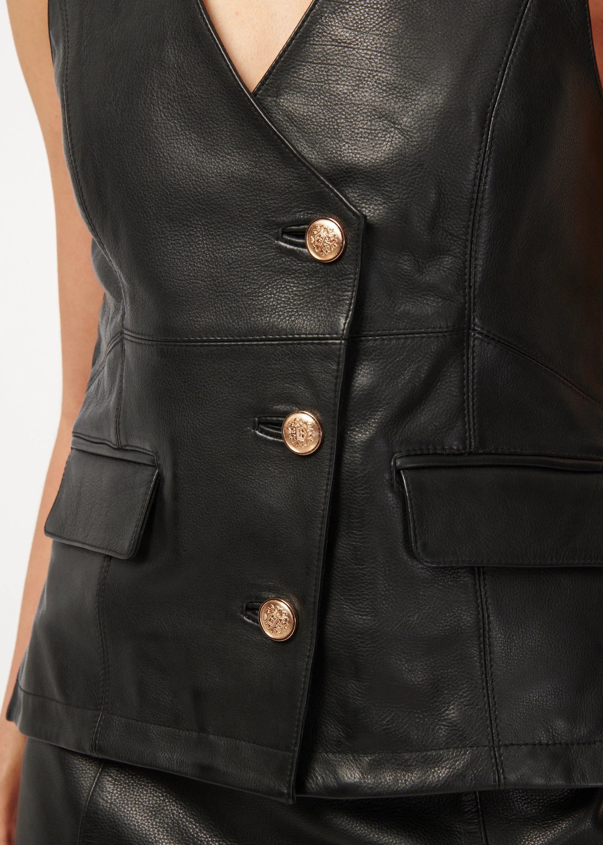 Yelan Genuine Leather Vest Black sold by CAMI product image thumbnail 2