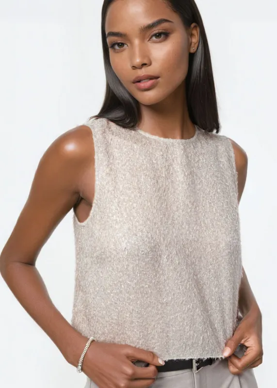Romilly Metallic Chiffon Cropped Top Haze sold by Cami NYC