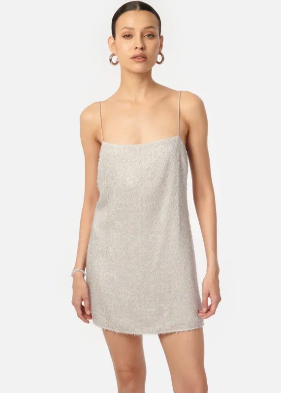 Rin Metallic Chiffon Mini Dress Haze sold by Cami NYC