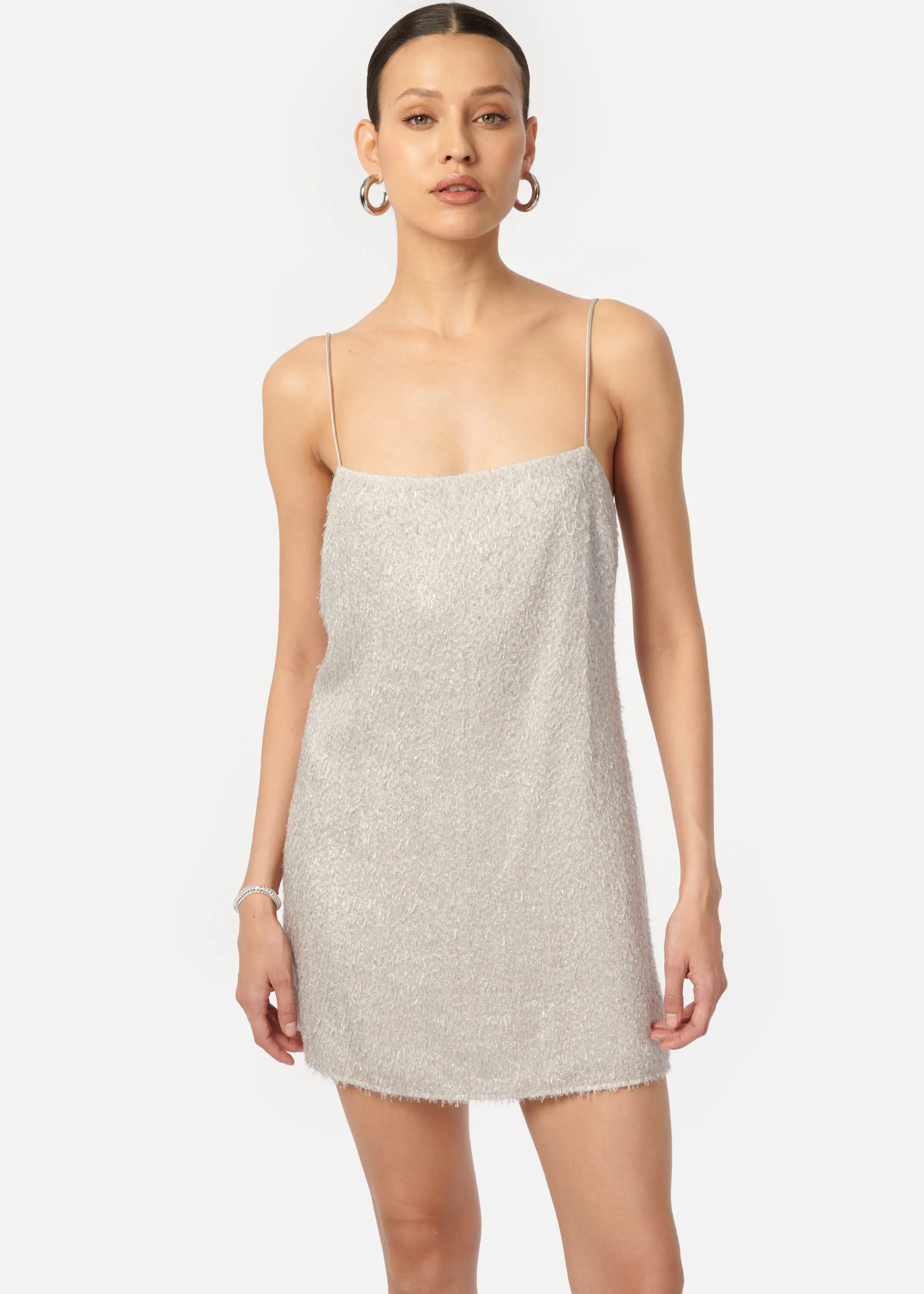 Rin Metallic Chiffon Mini Dress Haze sold by Cami NYC