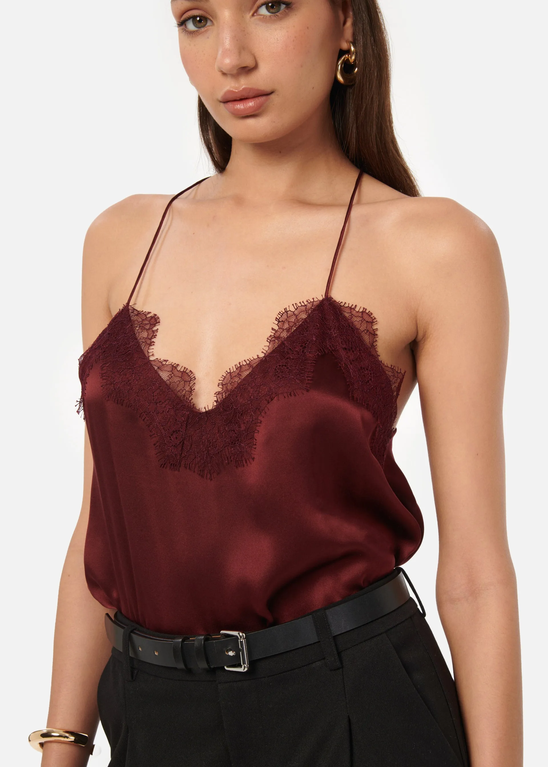 Racer Charmeuse Camisole Syrah sold by Cami NYC product image thumbnail 2