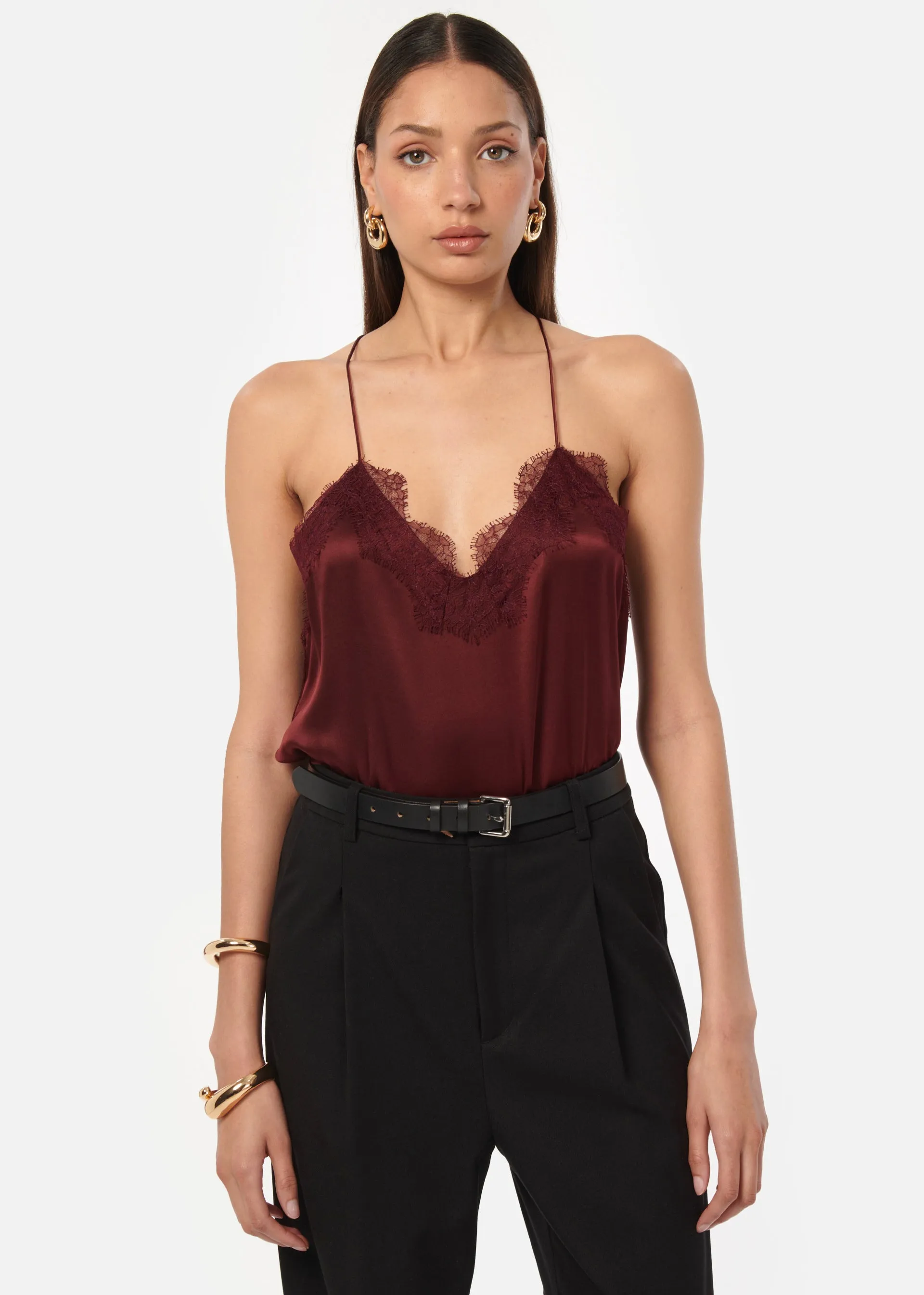 Racer Charmeuse Camisole Syrah sold by Cami NYC