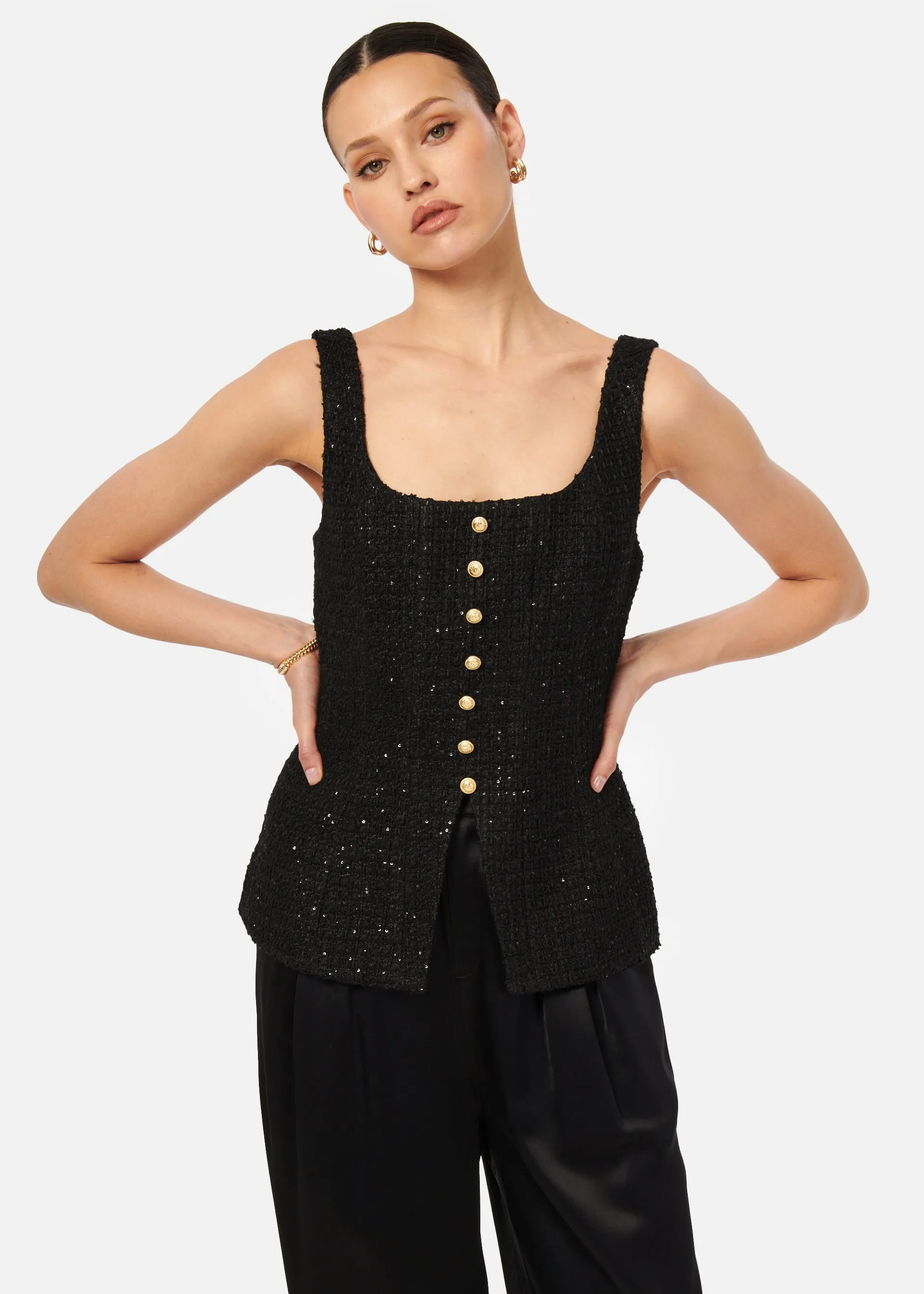 Rosita Sequin Tweed Top Black sold by CAMI product image thumbnail 4