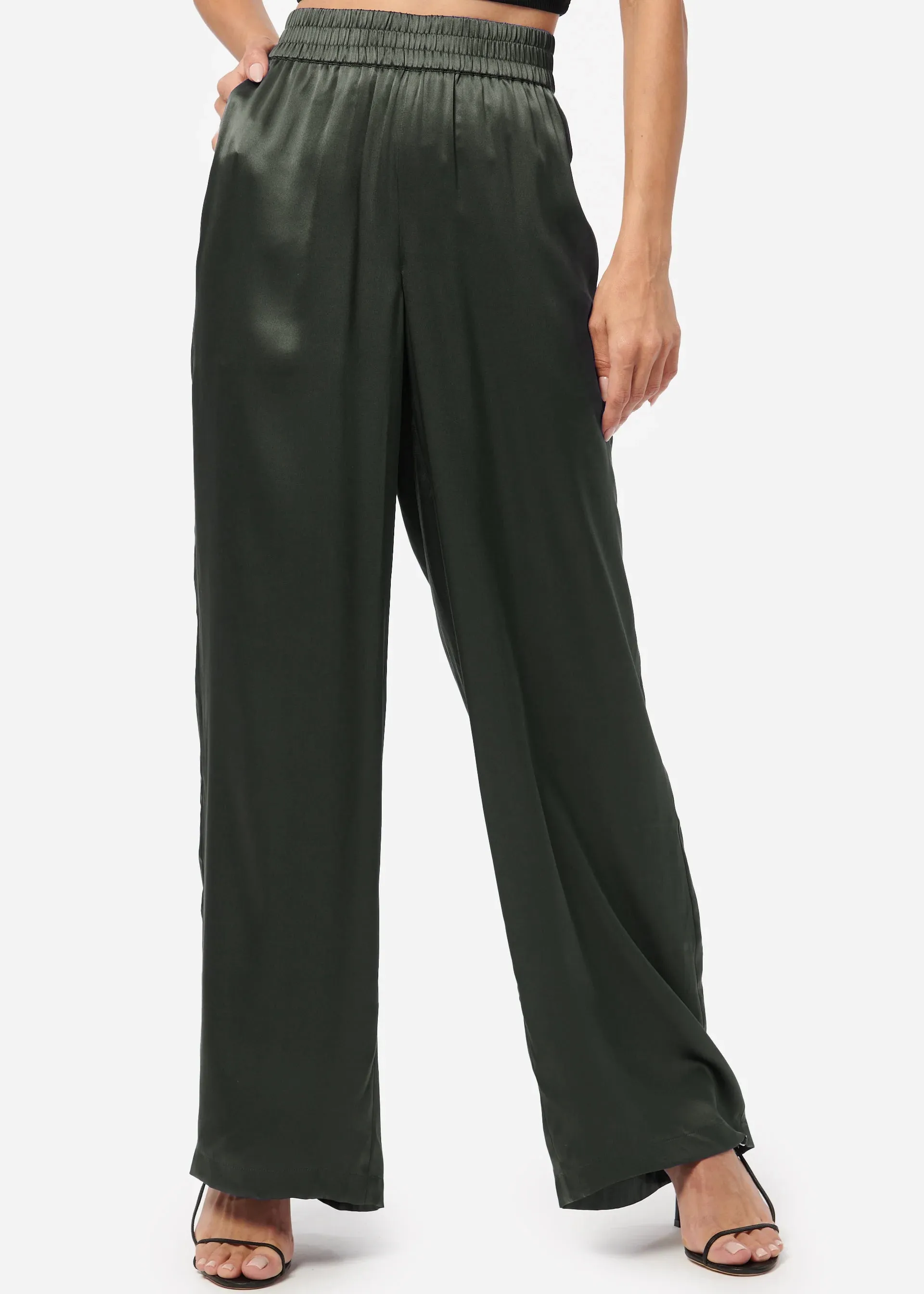 Bleecker Silk Pant Thyme sold by Cami NYC