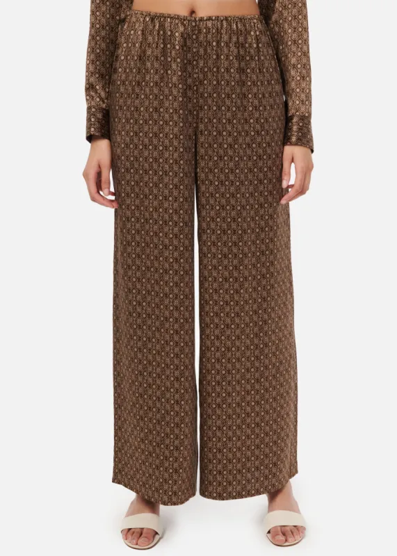 Doreen Charmeuse Pant Chicory Mosaic sold by Cami NYC