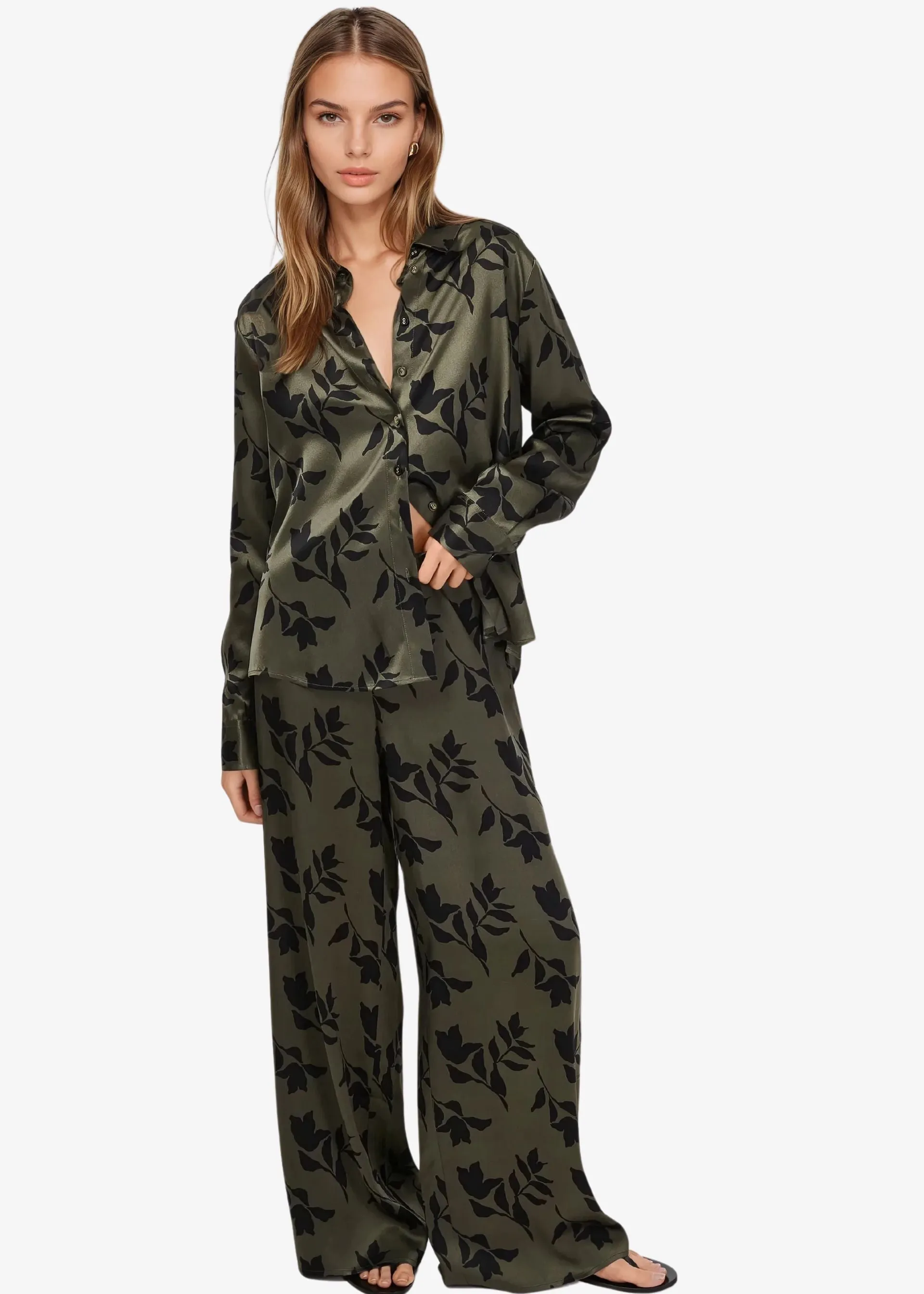 Doreen Charmeuse Pant Pressed Floral sold by Cami NYC product image thumbnail 2
