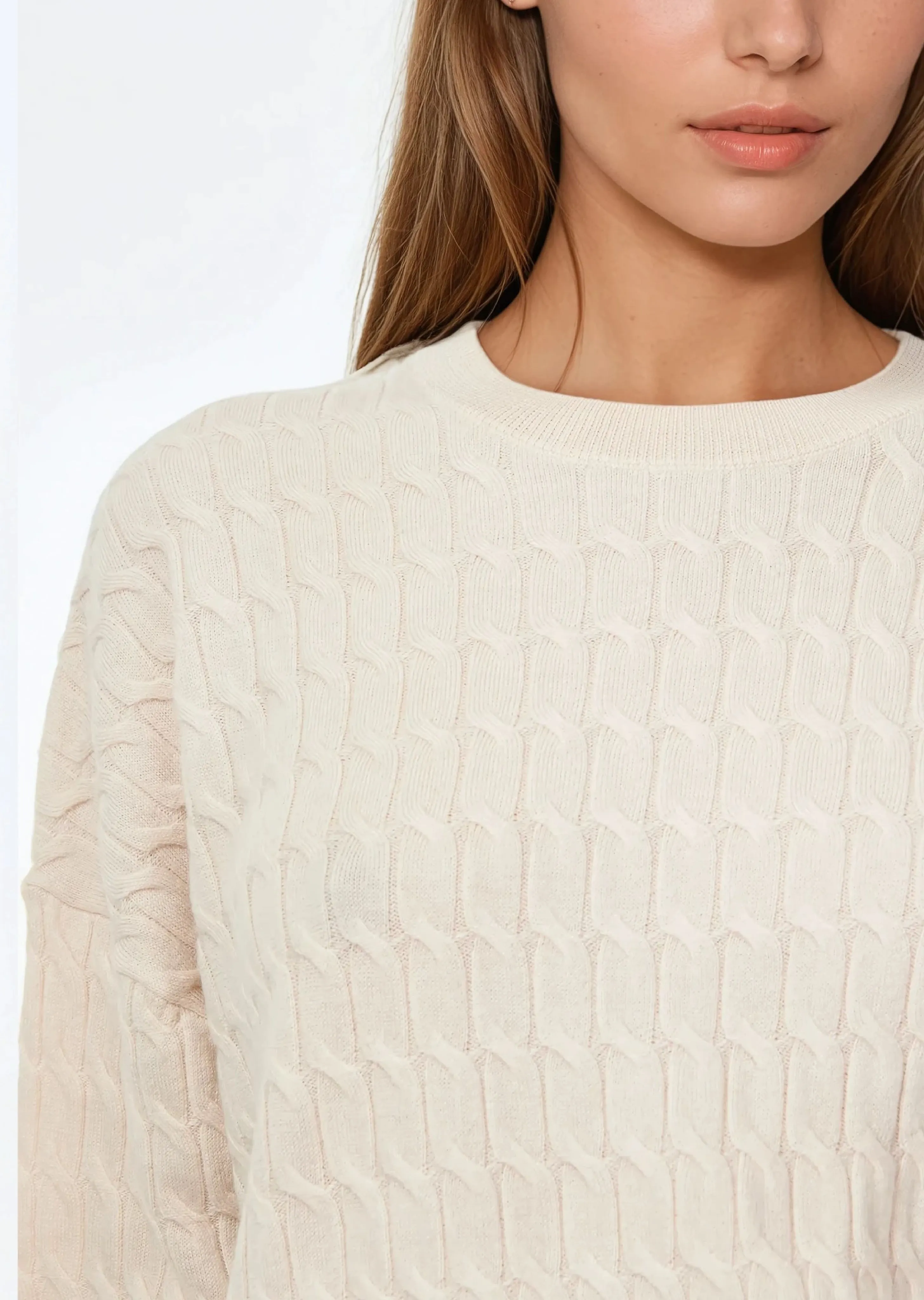 Giana Cable Knit Sweater Cannoli sold by Cami NYC product image thumbnail 2