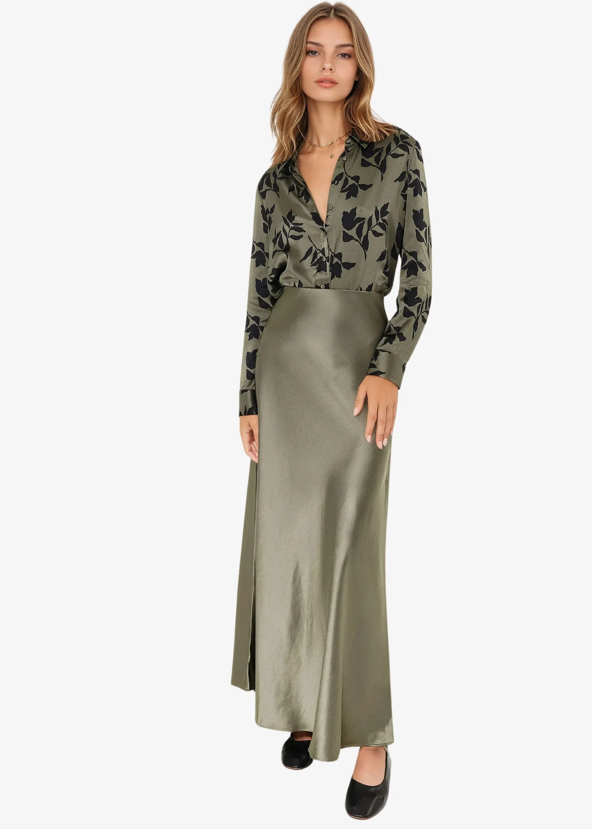 Prue Skirt Basil sold by Cami NYC product image thumbnail 2