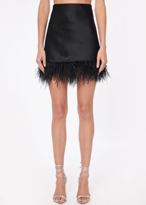 Aviva Feather Mini Skirt Black sold by Cami NYC