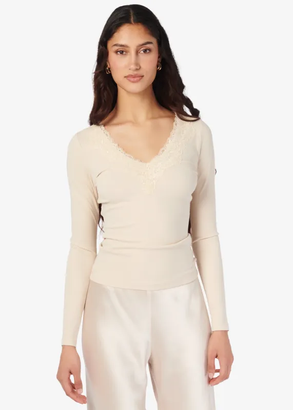 Rooney Rib Knit Top Bone sold by Cami NYC