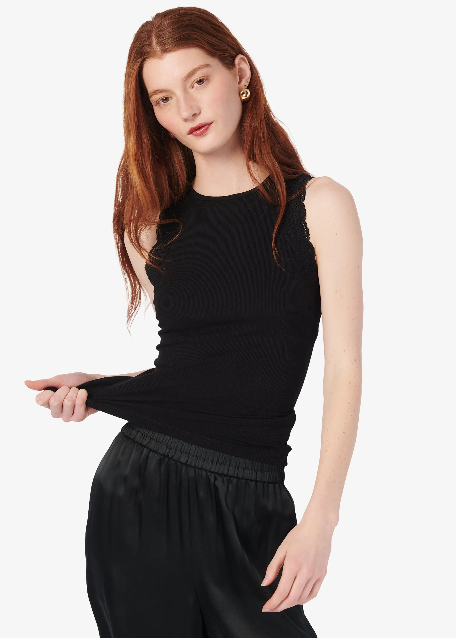 Rian Rib Knit Tank Black sold by Cami NYC product image thumbnail 4