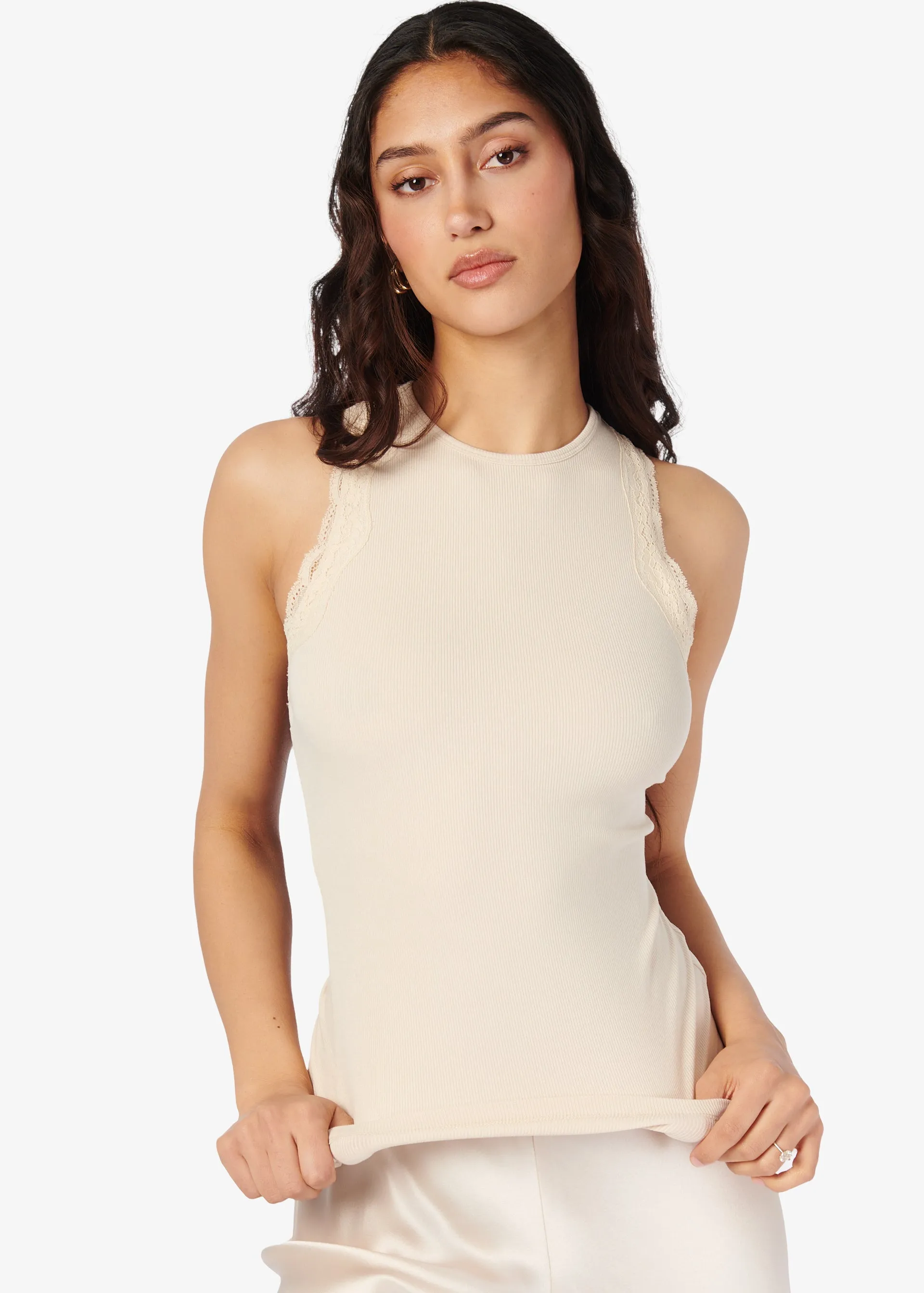 Rian Rib Knit Tank Bone sold by CAMI product image thumbnail 3