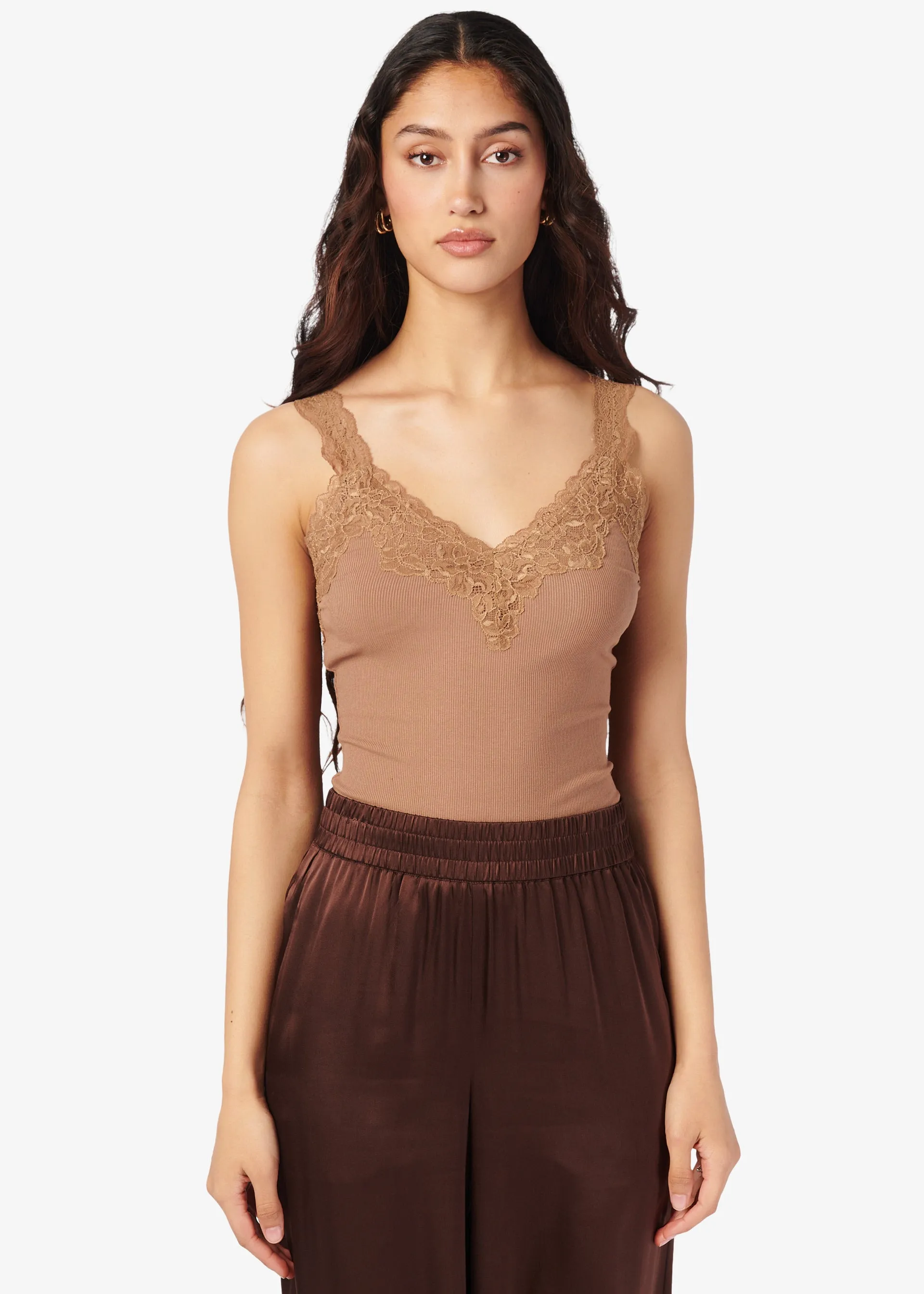 Lani Rib Knit Tank Butterscotch sold by CAMI