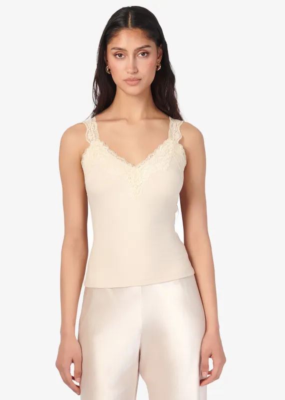Lani Rib Knit Tank Bone sold by Cami NYC