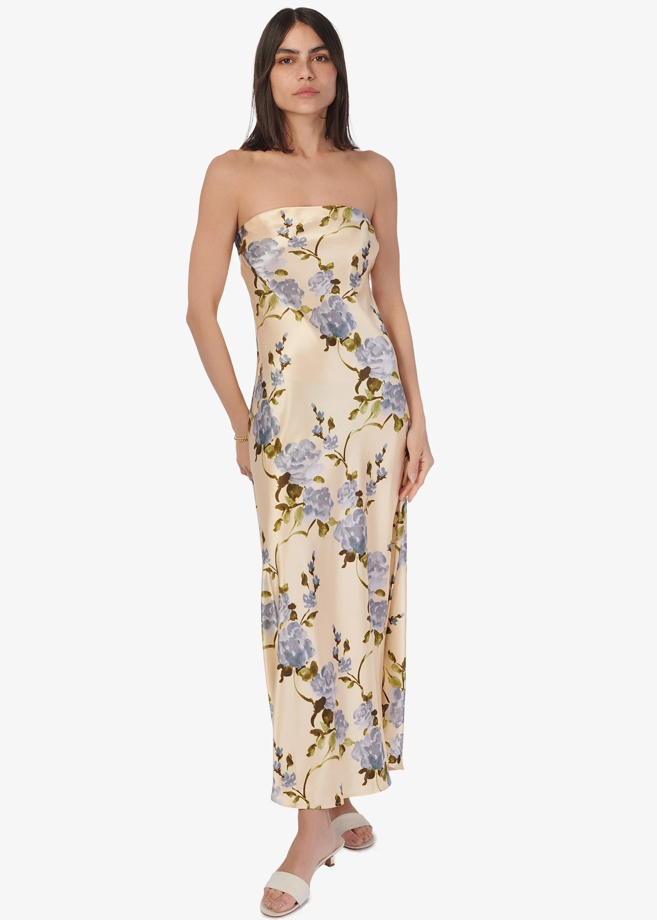 Noelle Strapless Dress MoonflowerWatercolor sold by Cami NYC product image thumbnail 4