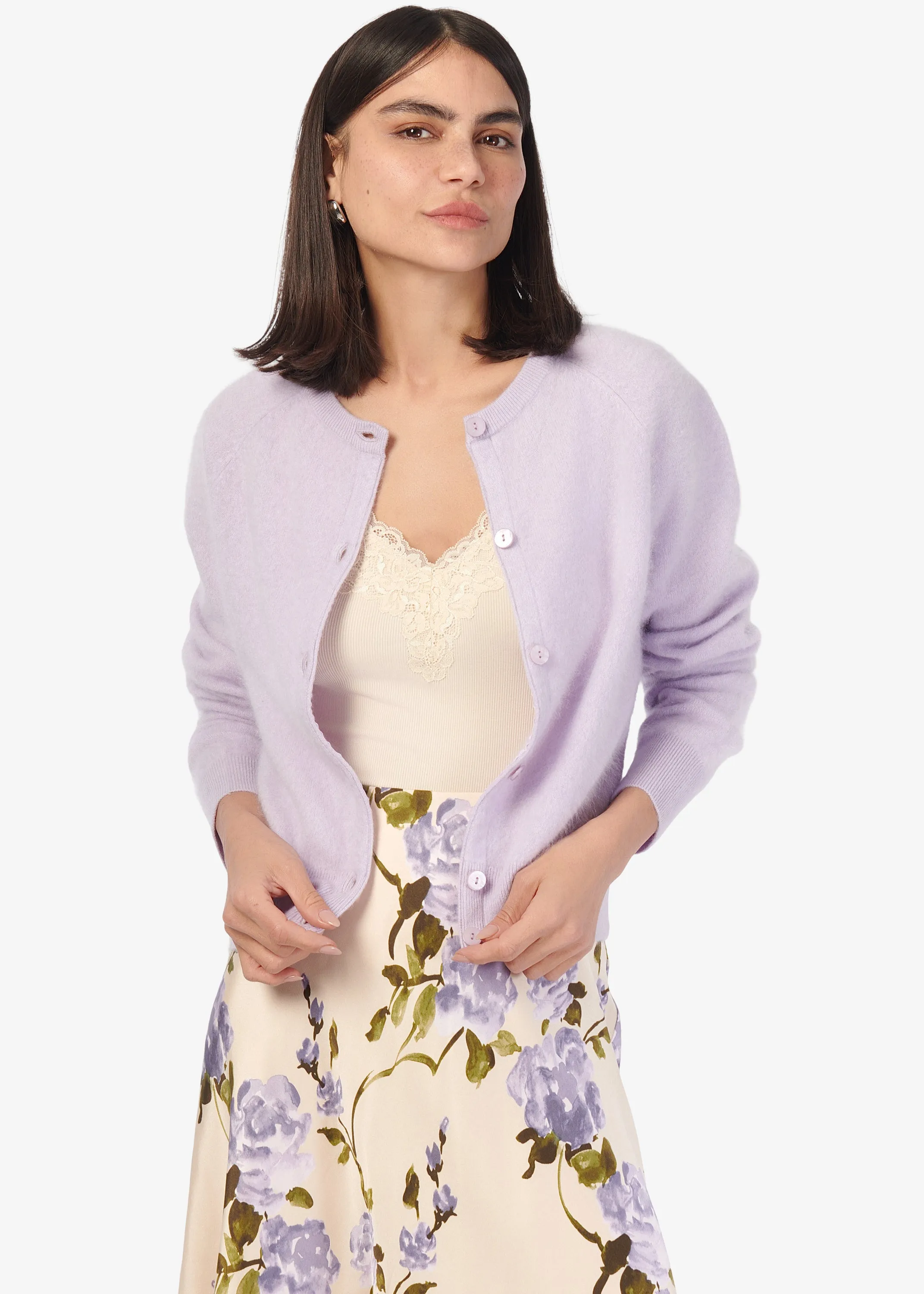 Dorian Cashmere Cardigan Moonflower sold by Cami NYC