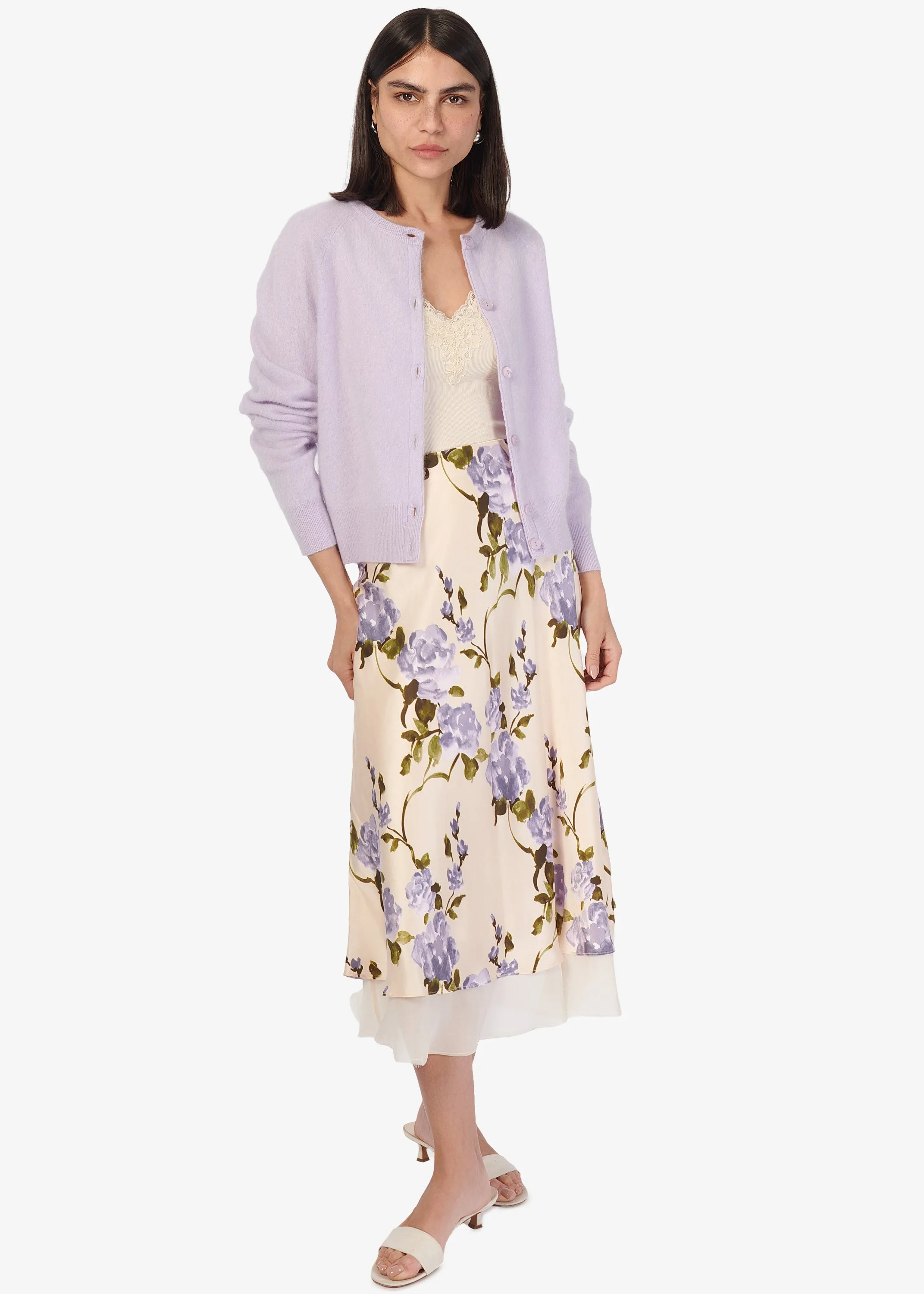 Dorian Cashmere Cardigan Moonflower sold by Cami NYC product image thumbnail 3