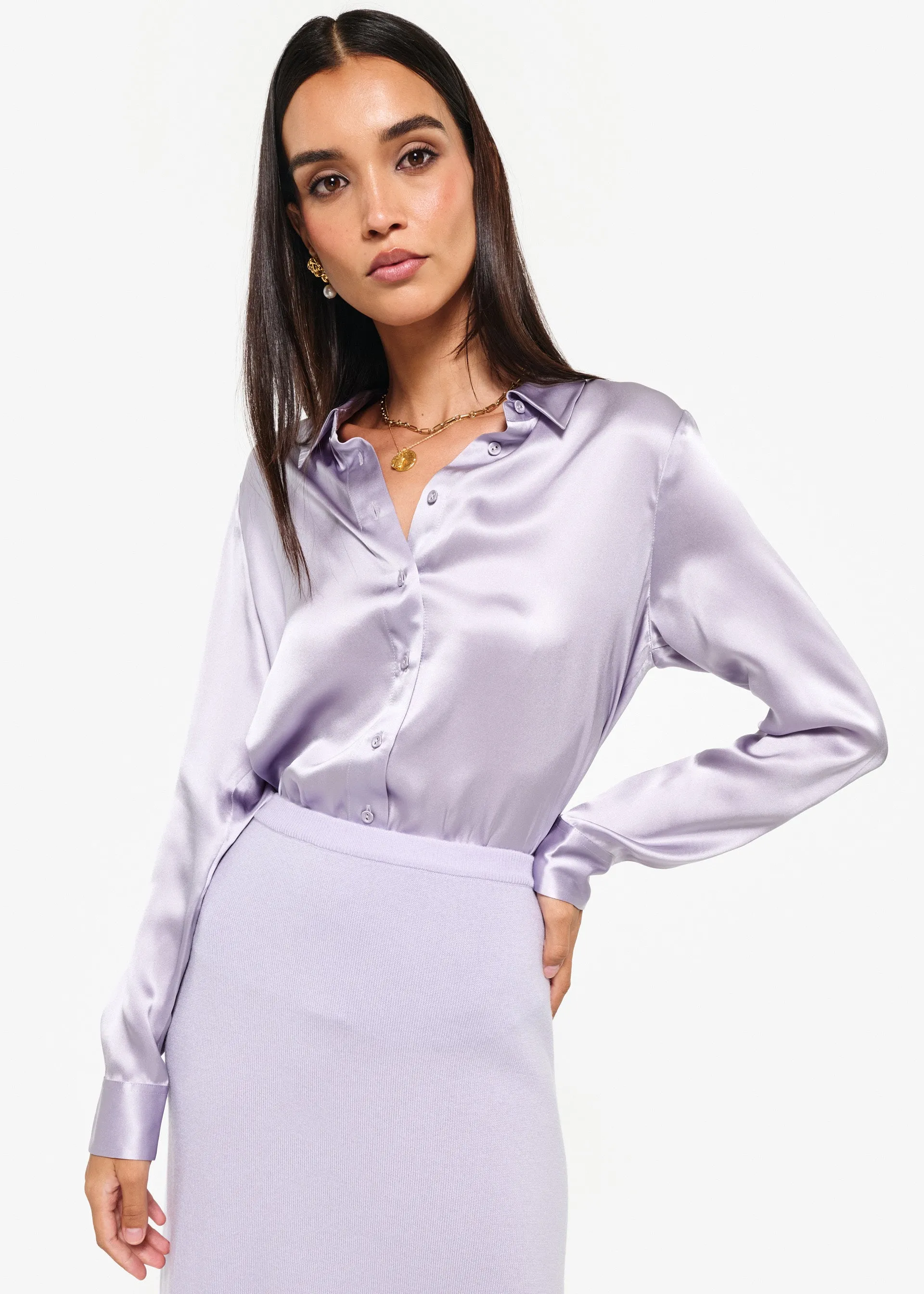 Crosby Silk Blouse Moonflower sold by Cami NYC
