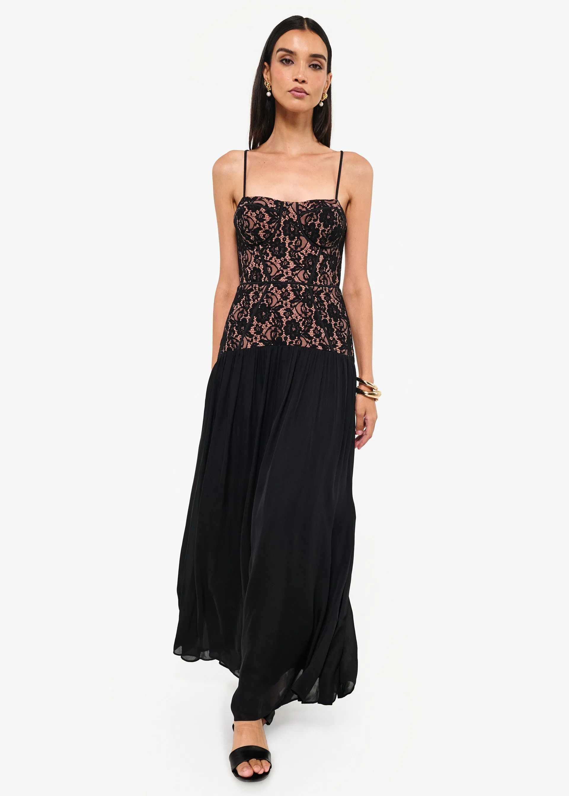 Corsica Lace Corset Dress Black sold by Cami NYC