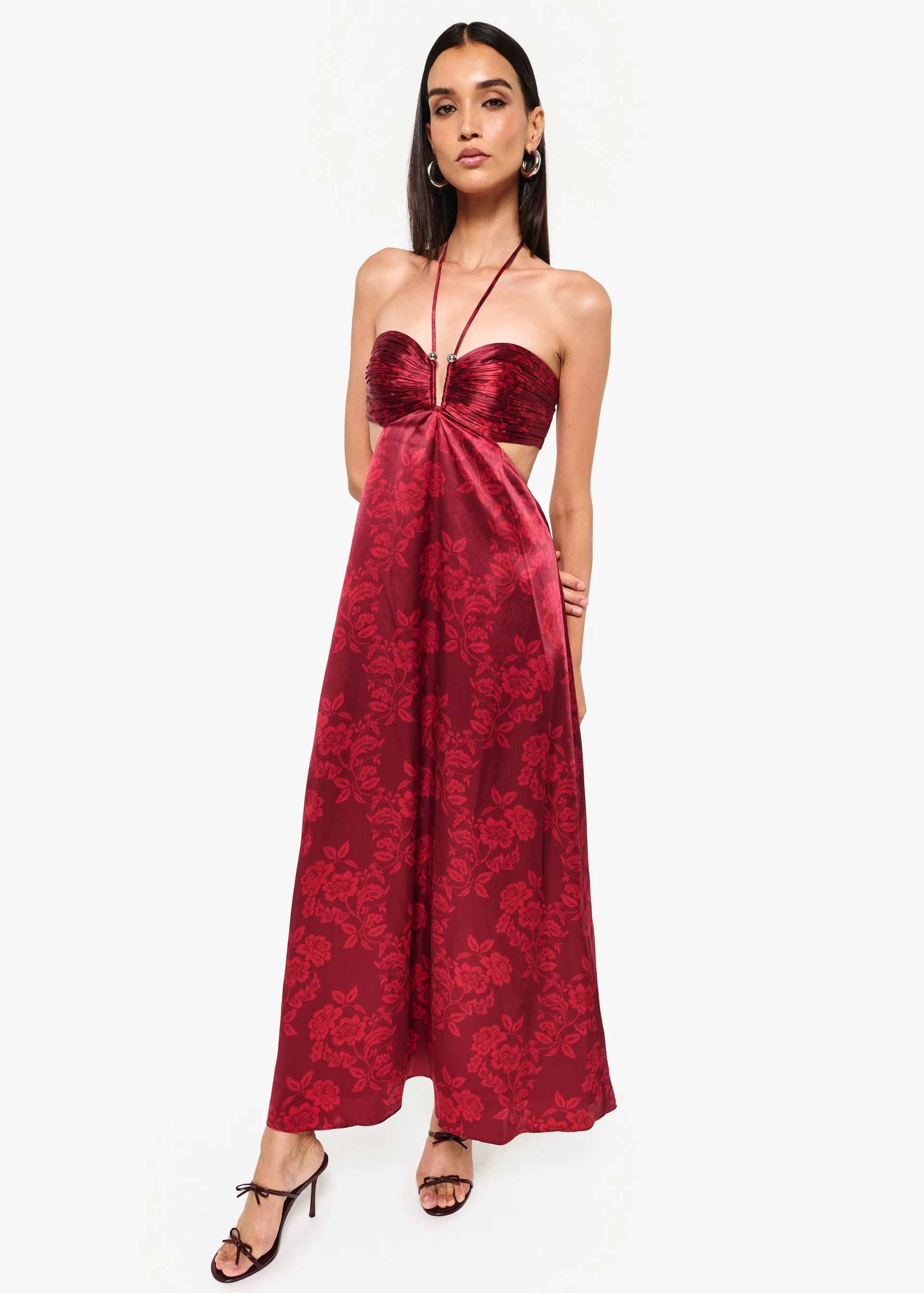 Calliope Maxi Dress Campari Flora sold by Cami NYC product image thumbnail 3