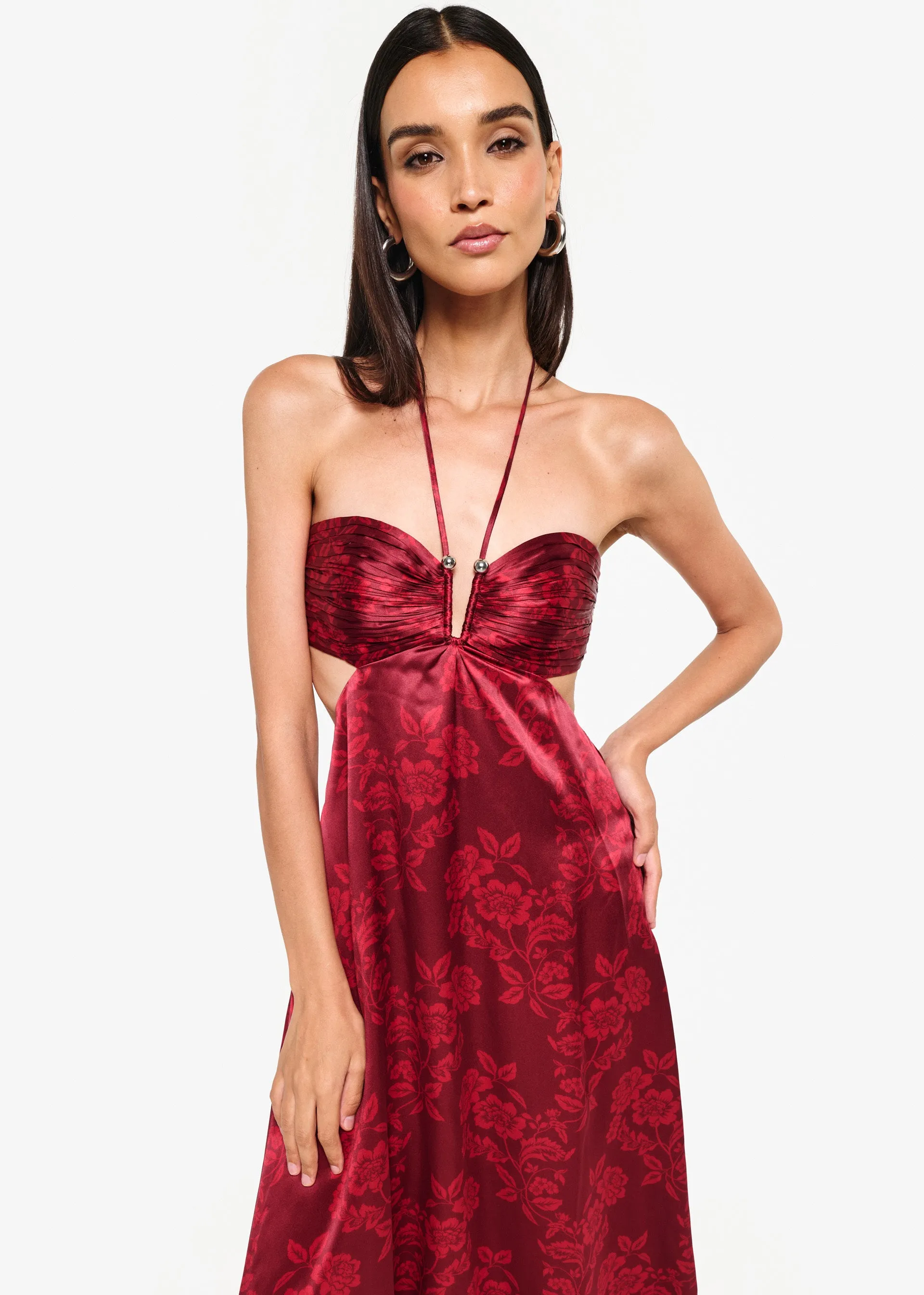 Calliope Maxi Dress Campari Flora sold by Cami NYC product image thumbnail 2