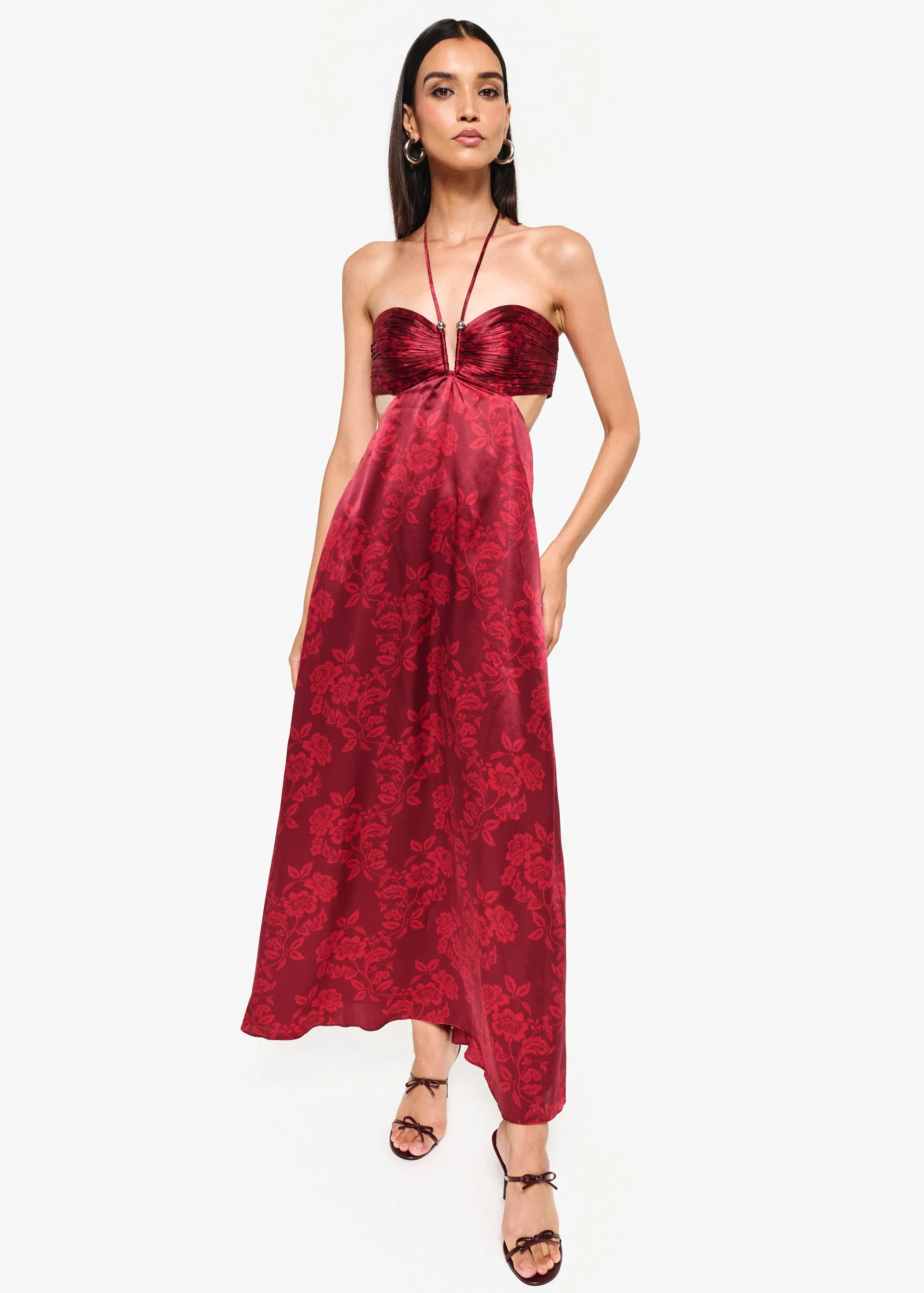 Calliope Maxi Dress Campari Flora sold by Cami NYC