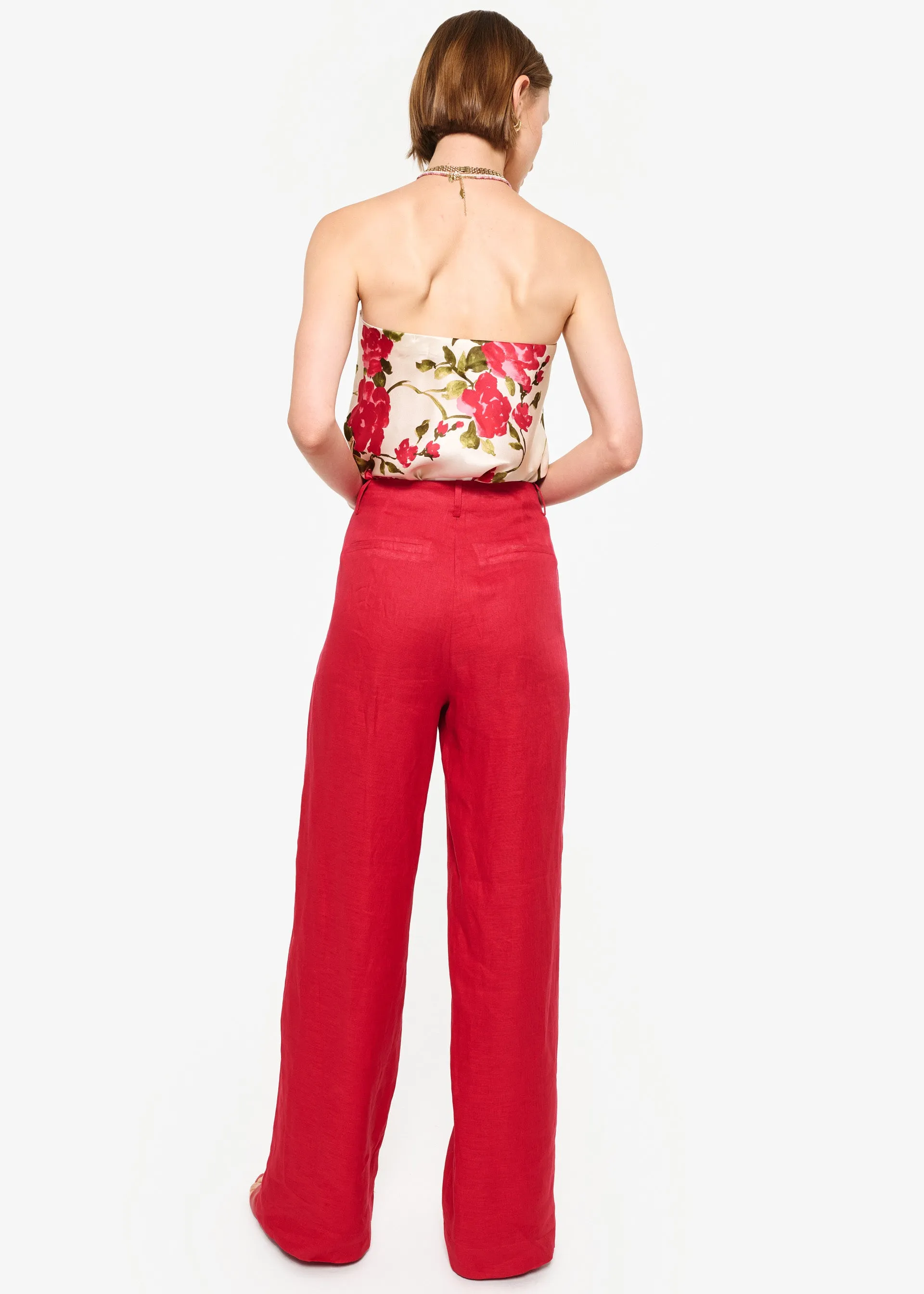 Iracemi High Rise Linen Pant Campari sold by Cami NYC product image thumbnail 4