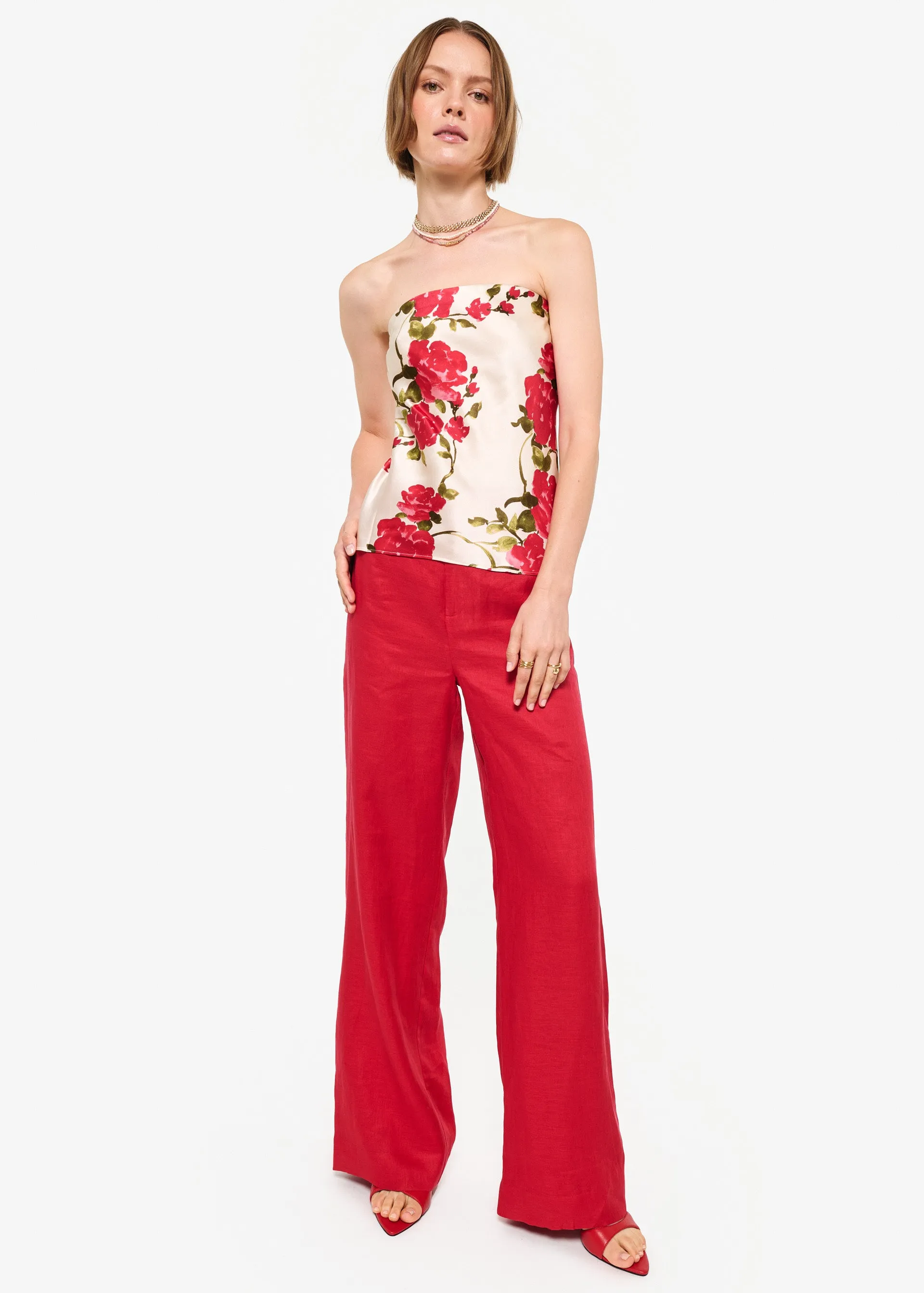 Iracemi High Rise Linen Pant Campari sold by Cami NYC product image thumbnail 3