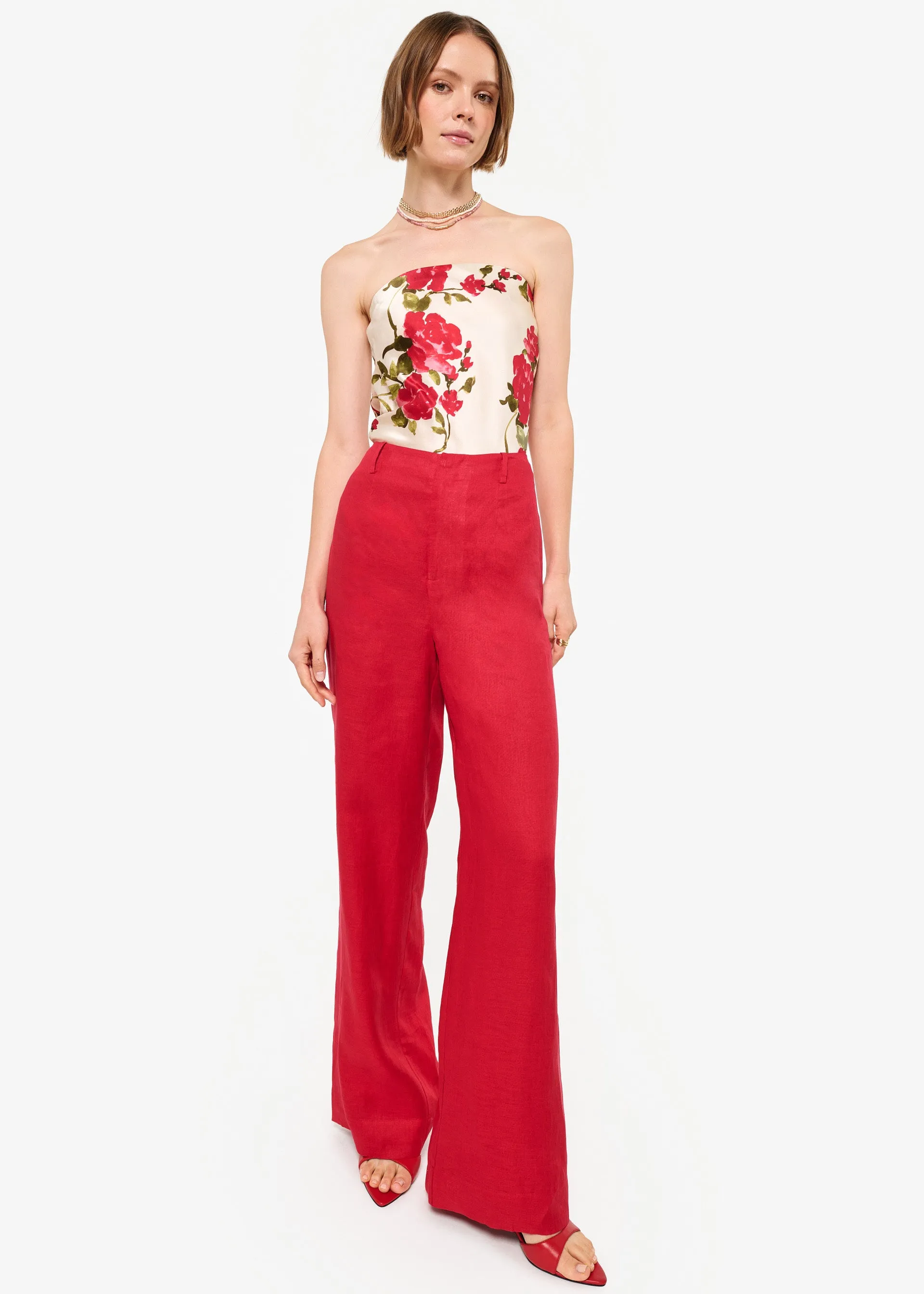 Iracemi High Rise Linen Pant Campari sold by Cami NYC product image thumbnail 2