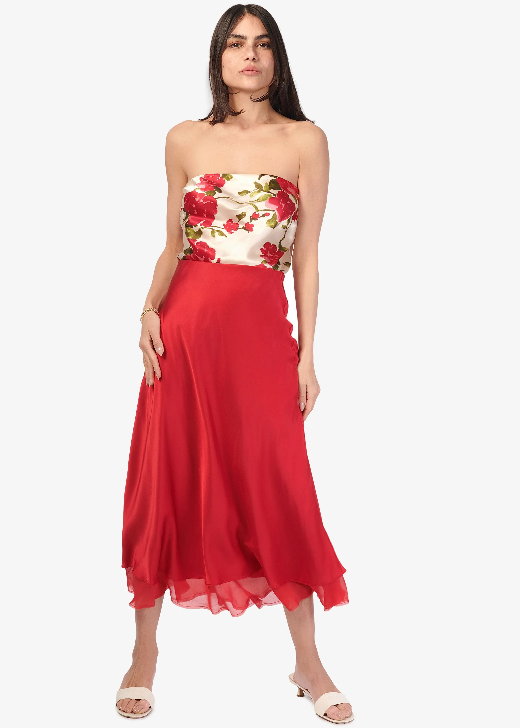 Prima Strapless Camisole Campari Watercolor sold by Cami NYC product image thumbnail 2