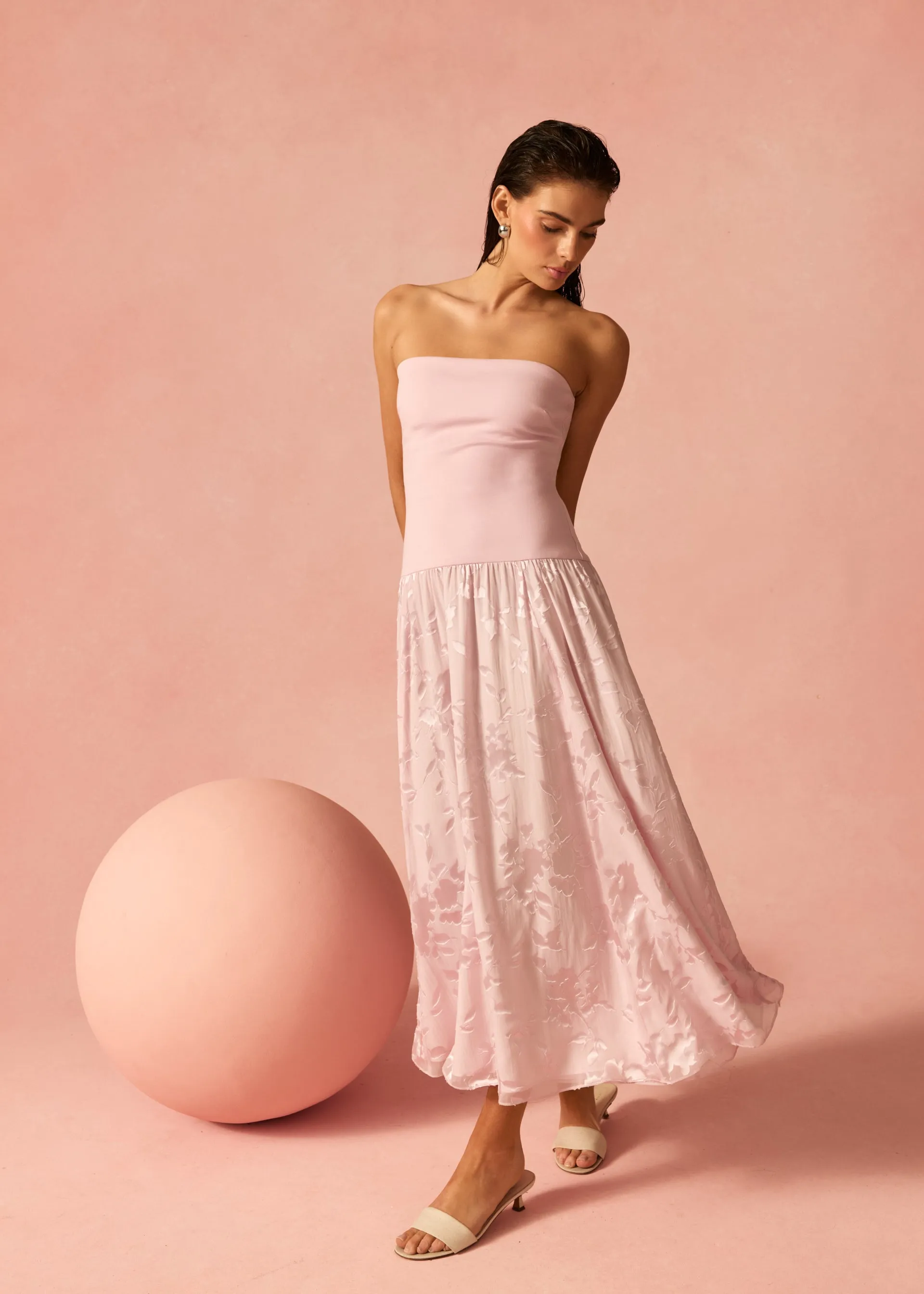Bari Strapless Dress Dogwood sold by Cami NYC