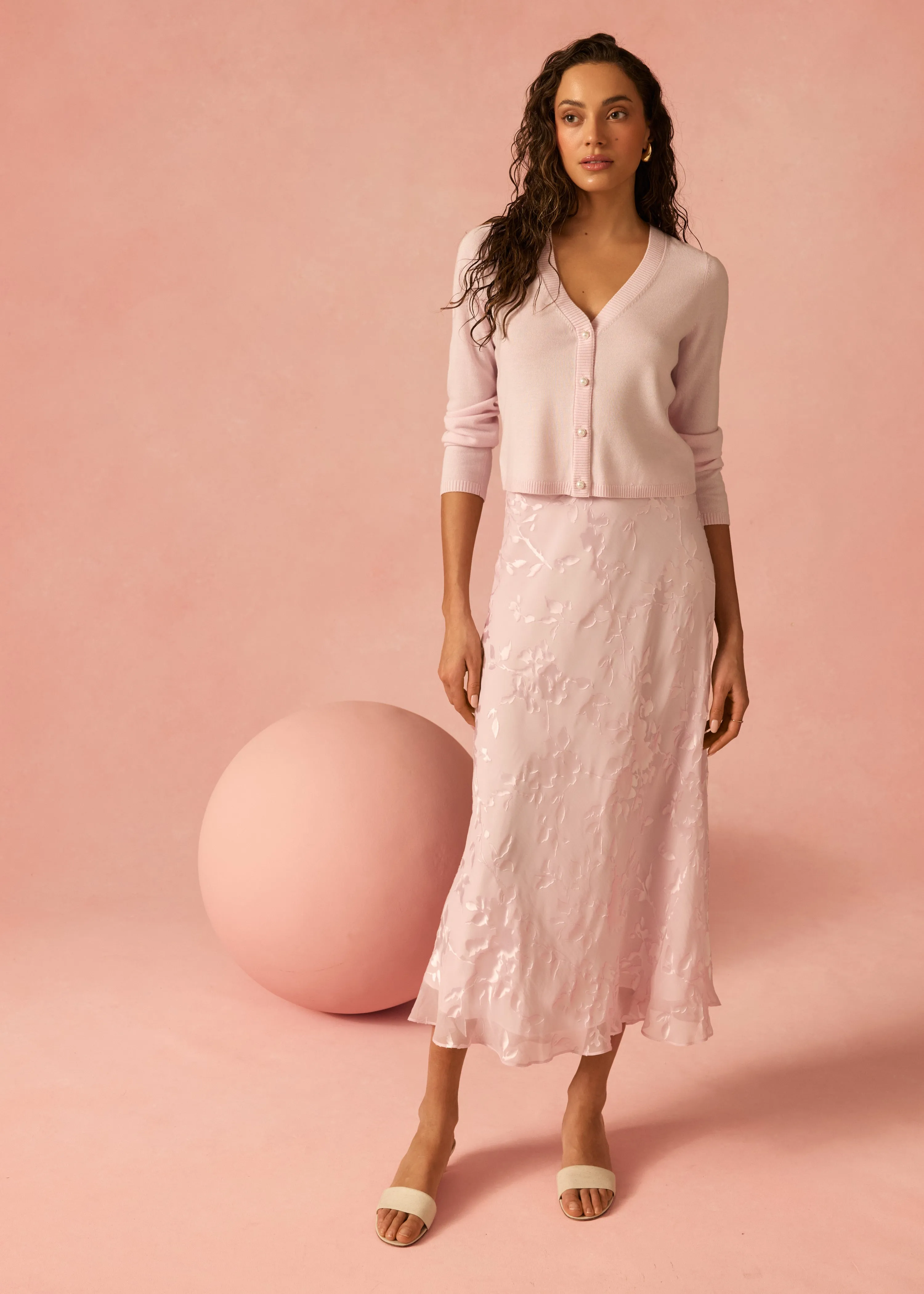 Jayna Mid Rise Burnout Skirt Dogwood sold by Cami NYC