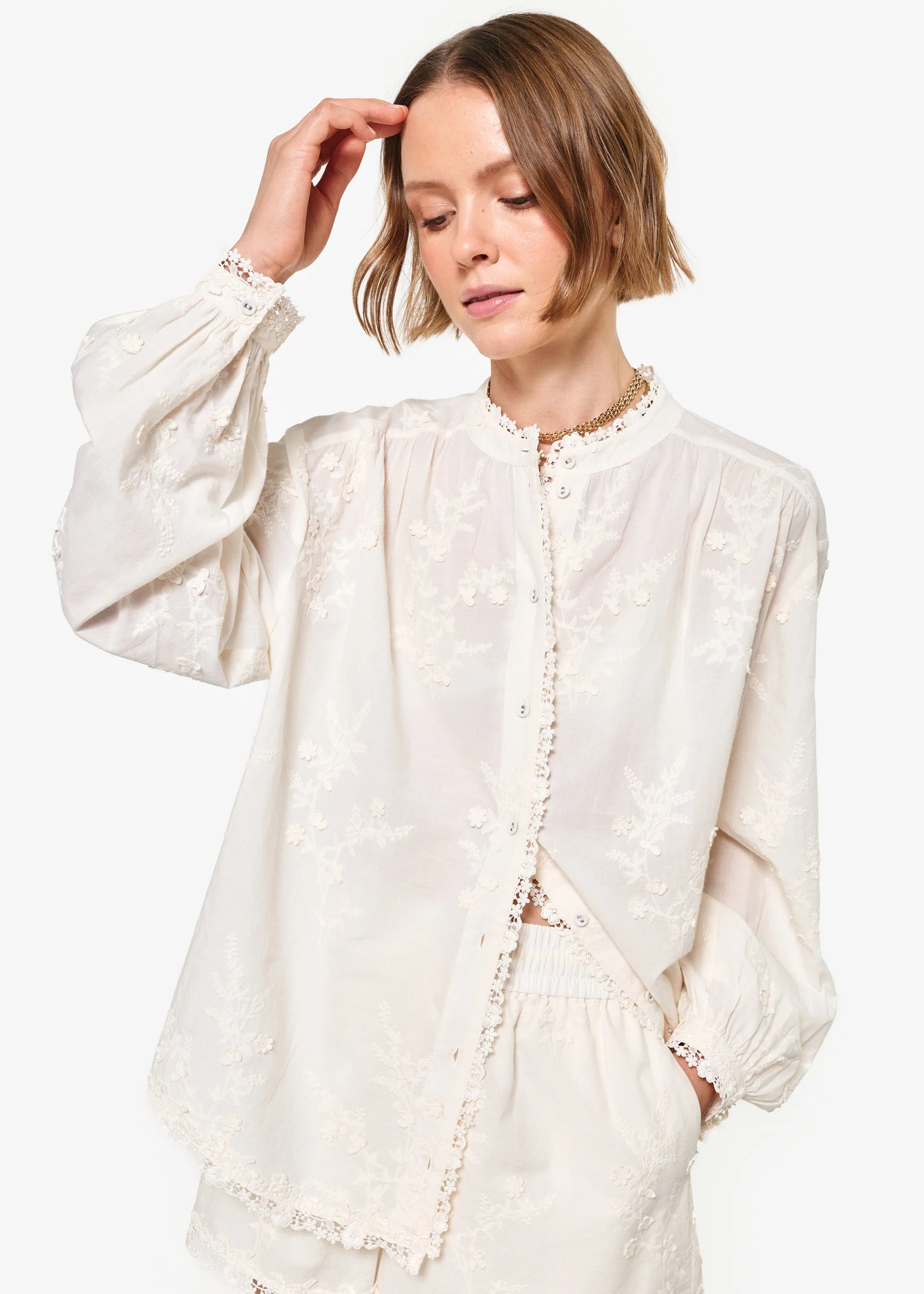 Palmyra Cotton Blouse Macadamia sold by Cami NYC product image thumbnail 2