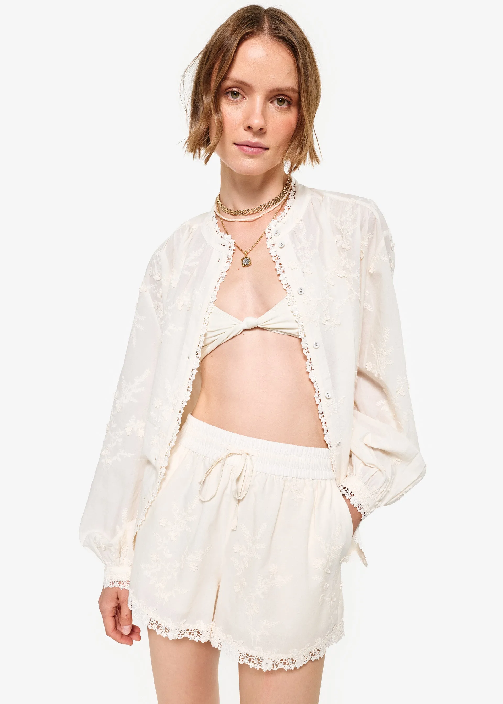 Palmyra Cotton Blouse Macadamia sold by Cami NYC product image thumbnail 3