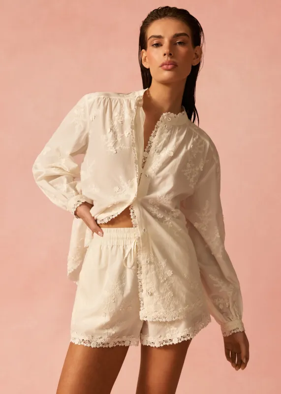 Palmyra Cotton Blouse Macadamia sold by Cami NYC