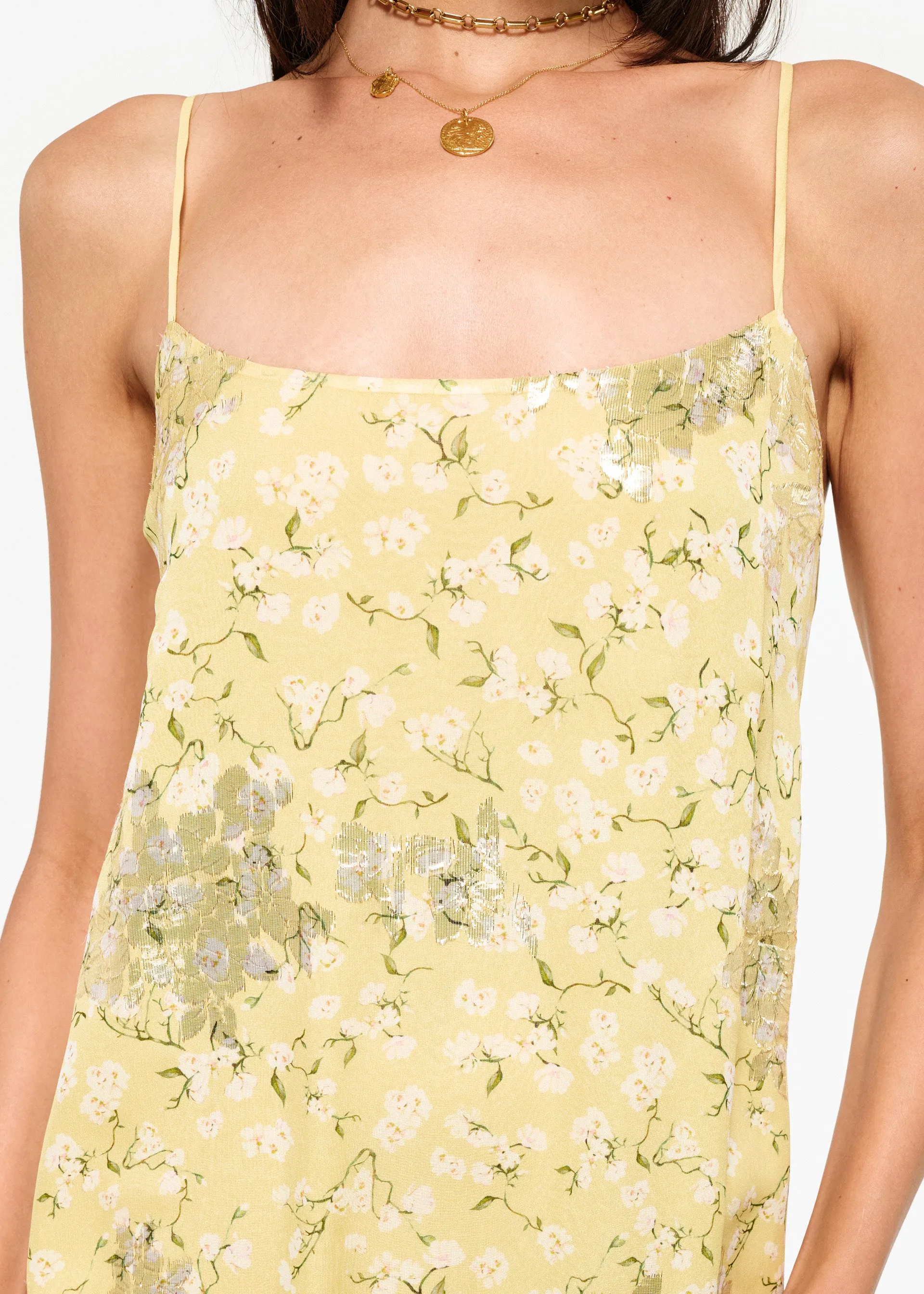 Luz Metallic Chiffon Dress Yellow Magnolia sold by Cami NYC product image thumbnail 3