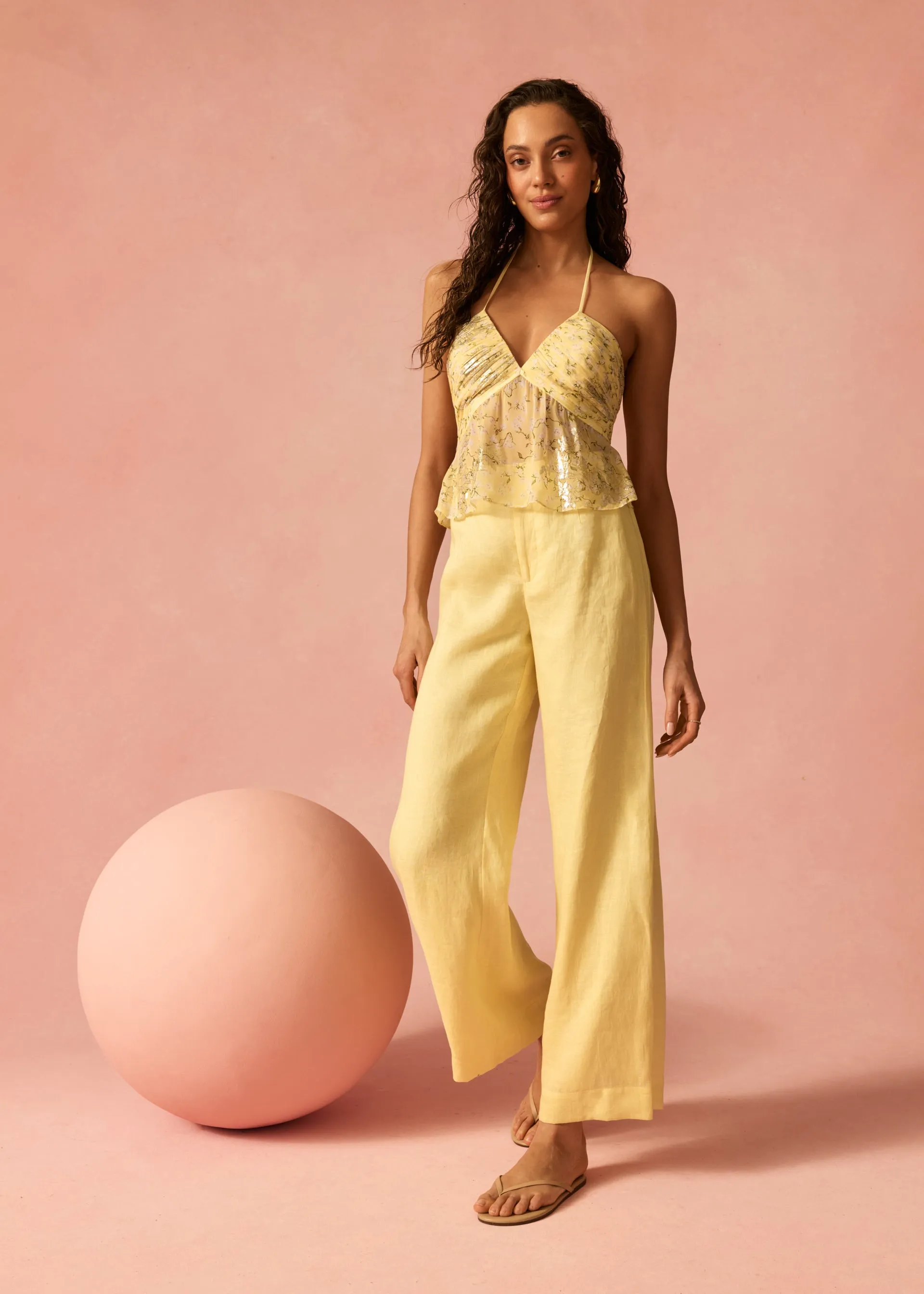 Iracemi High Rise Linen Pant Yuzu sold by Cami NYC
