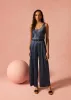 Fabian High Rise Charmeuse Pant Raw Denim sold by Cami NYC