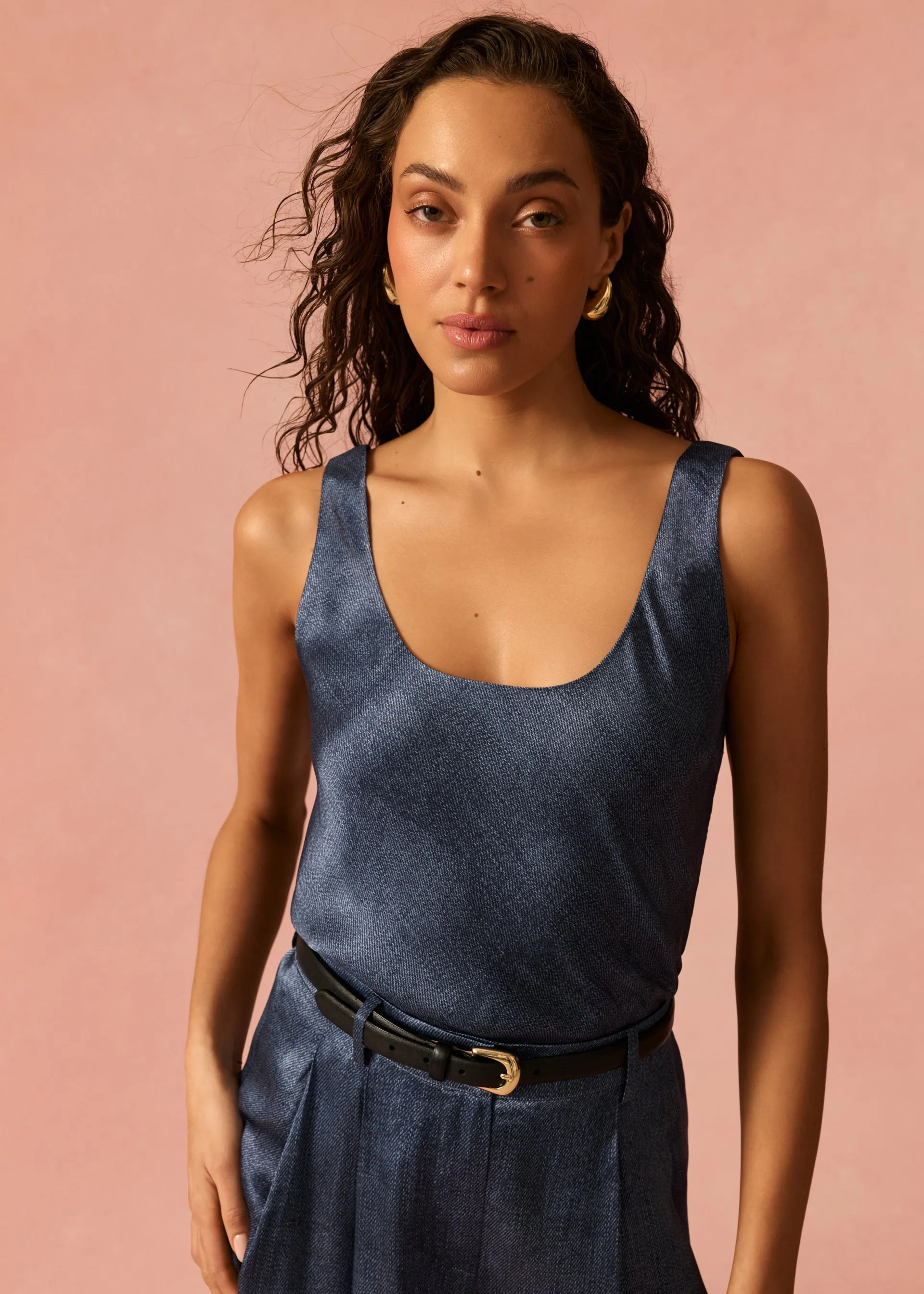 Andressa Camisole Raw Denim sold by Cami NYC