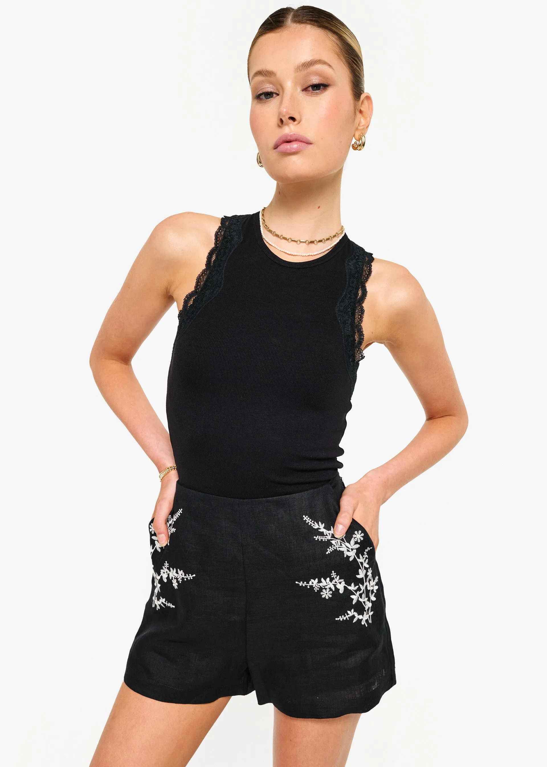 Thessaly Linen Short Black sold by Cami NYC product image thumbnail 3