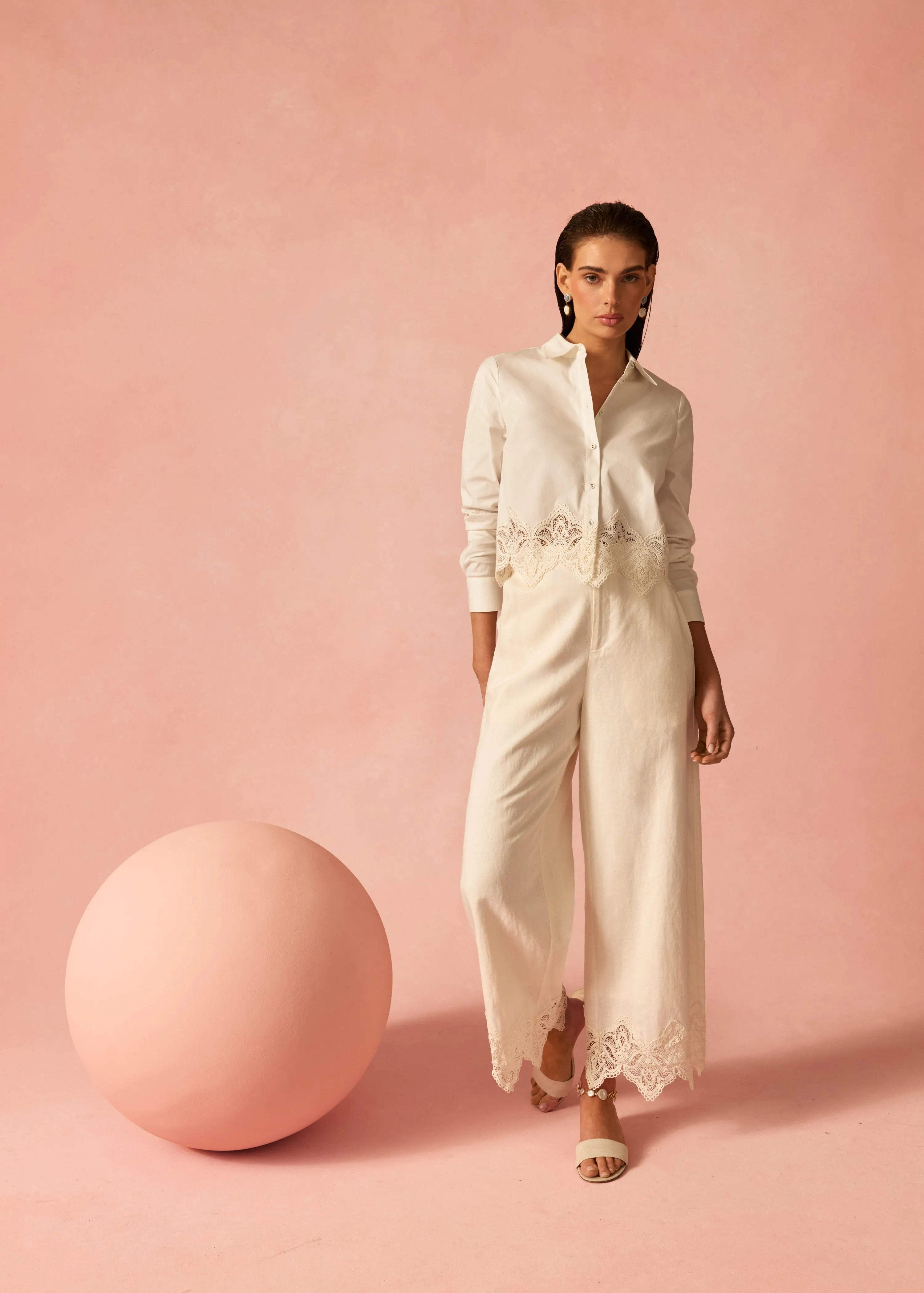 Cassia High Rise Linen Pant Macadamia sold by Cami NYC