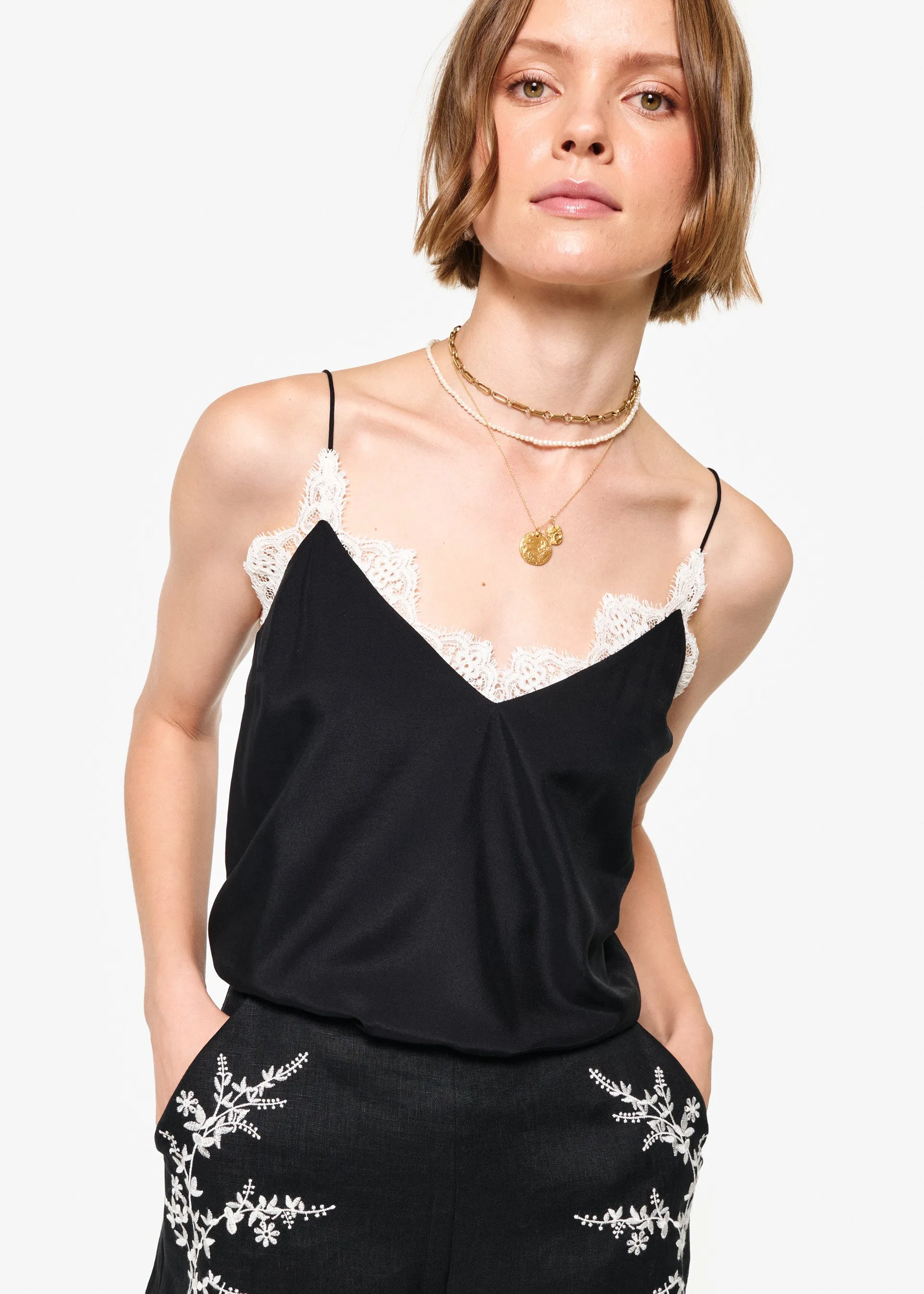 Nisha Camisole Black sold by Cami NYC product image thumbnail 2