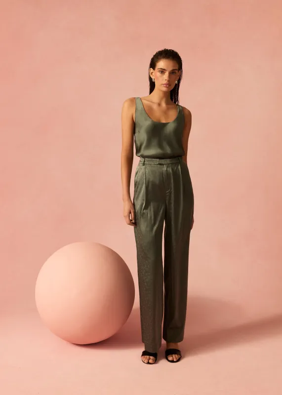 Jasmina Mid Rise Jacquard Pant Bayou sold by Cami NYC