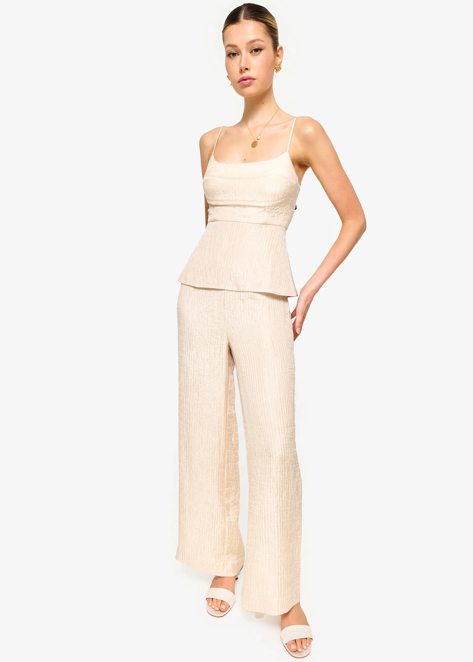 Serra Wide Leg High Rise Pant Bone sold by Cami NYC product image thumbnail 2