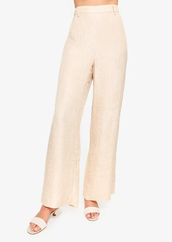 Serra Wide Leg High Rise Pant Bone sold by Cami NYC